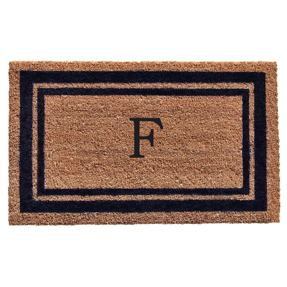 Callowaymills 153001830F 2-ft x 3-ft Natural/Dark Blue Coir/Vinyl Rectangular Indoor or outdoor Decorative Door mat