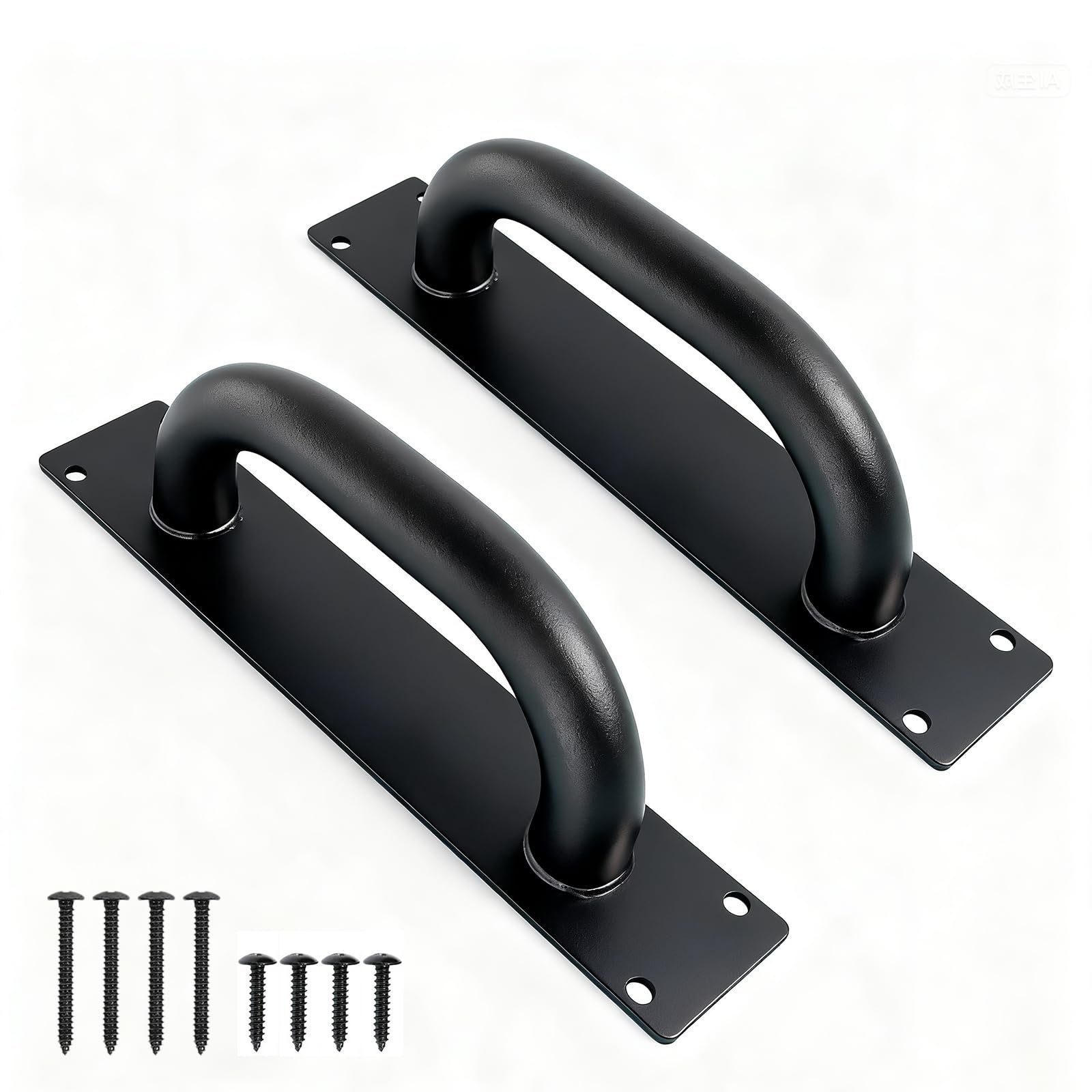 Lukvuzo  2 Pack 8 Inch Heavy Duty Steel Barn Door Handles Black Metal Powder Coated Modern Gate Handle for Outdoor Fence Garden Patio Interior