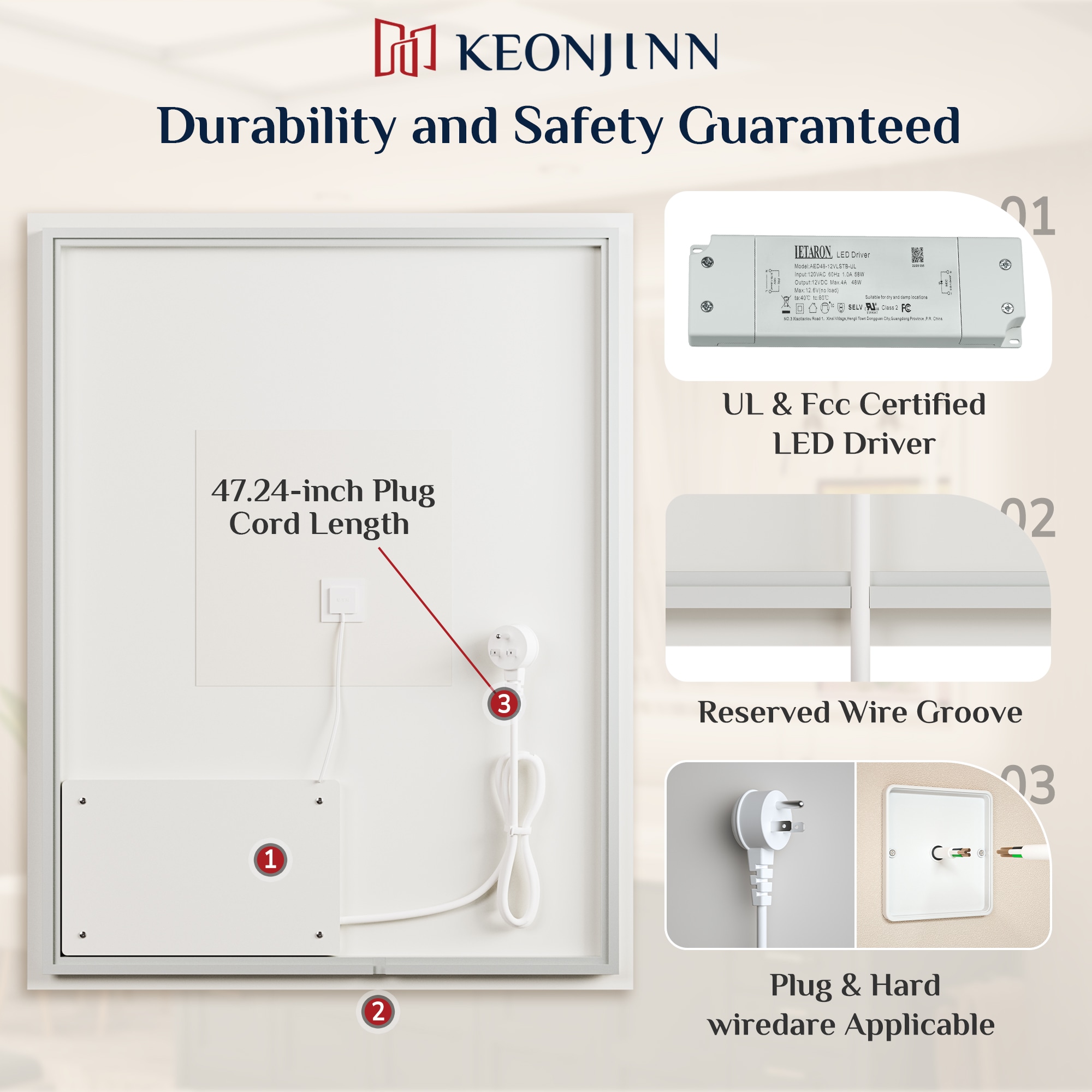 Keonjinn LW-DJ-BX-6191 Framed-Bath-Mirrors - View #11