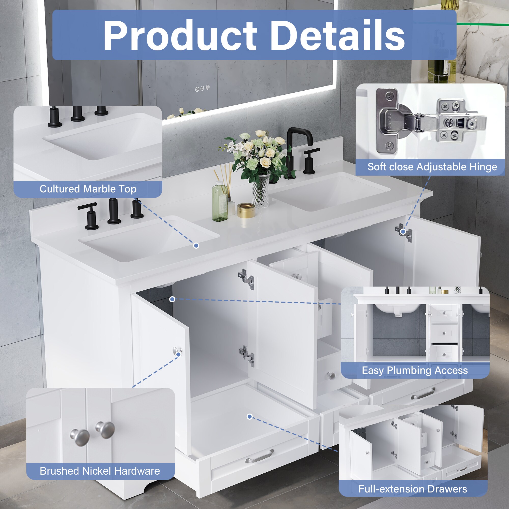 Poinic JVD60-WT Bath-Vanity-Combo - View #2