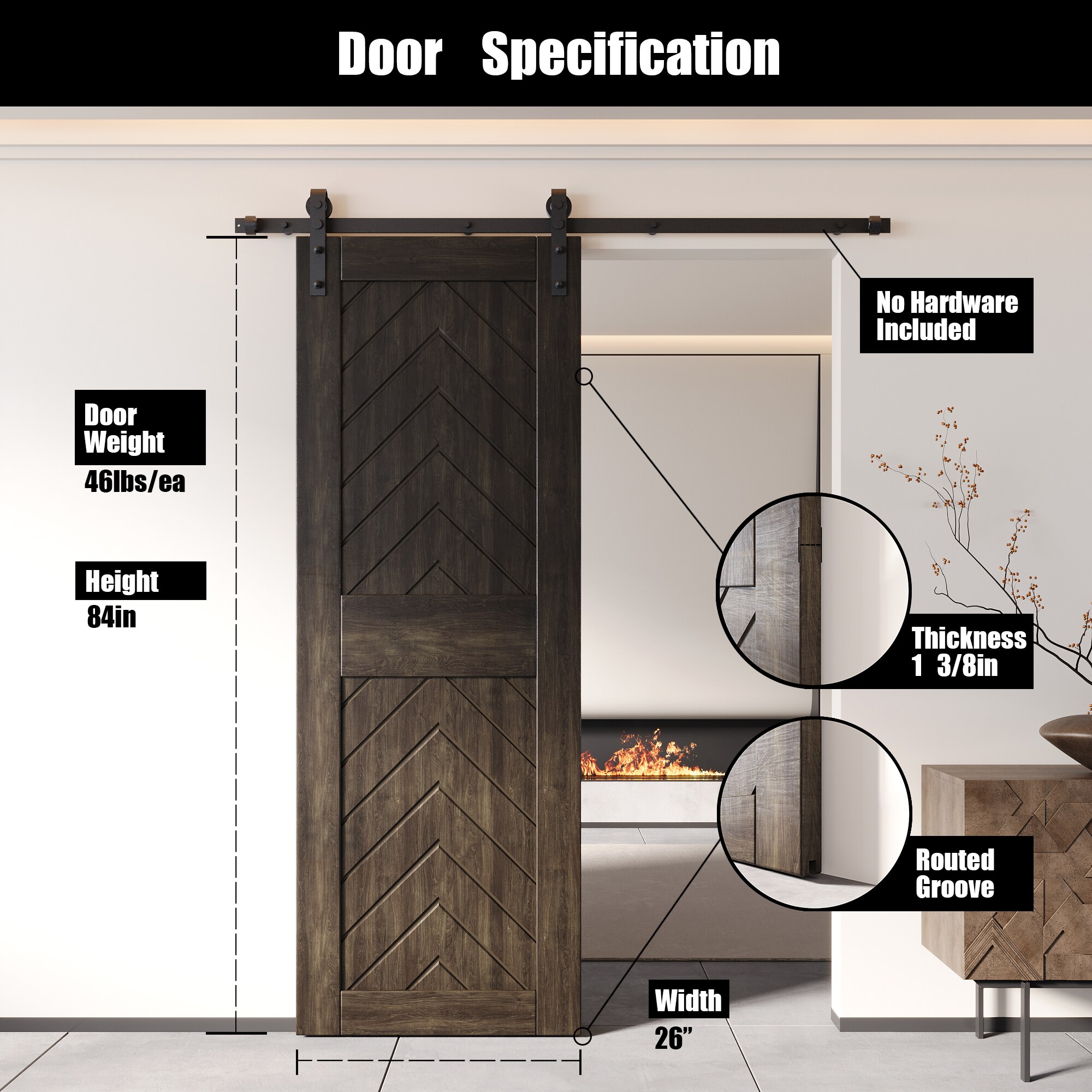 HOMACER JT1-2684-EB Barn-Doors - View #2