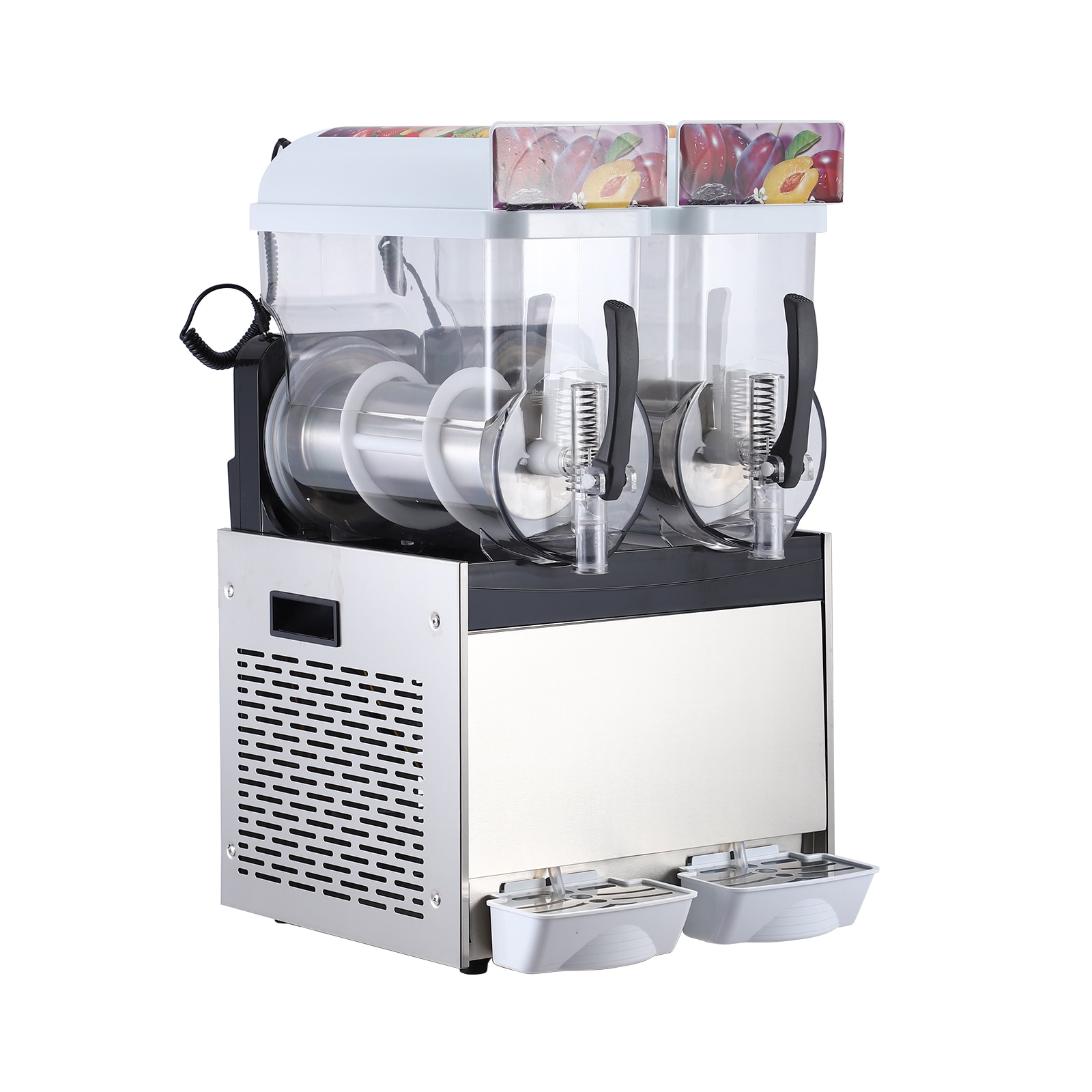 IdealHouse - 30L Total Dual Tank Slushie Machine 15L Per Tank Stainless Steel Frozen Drink Margar...