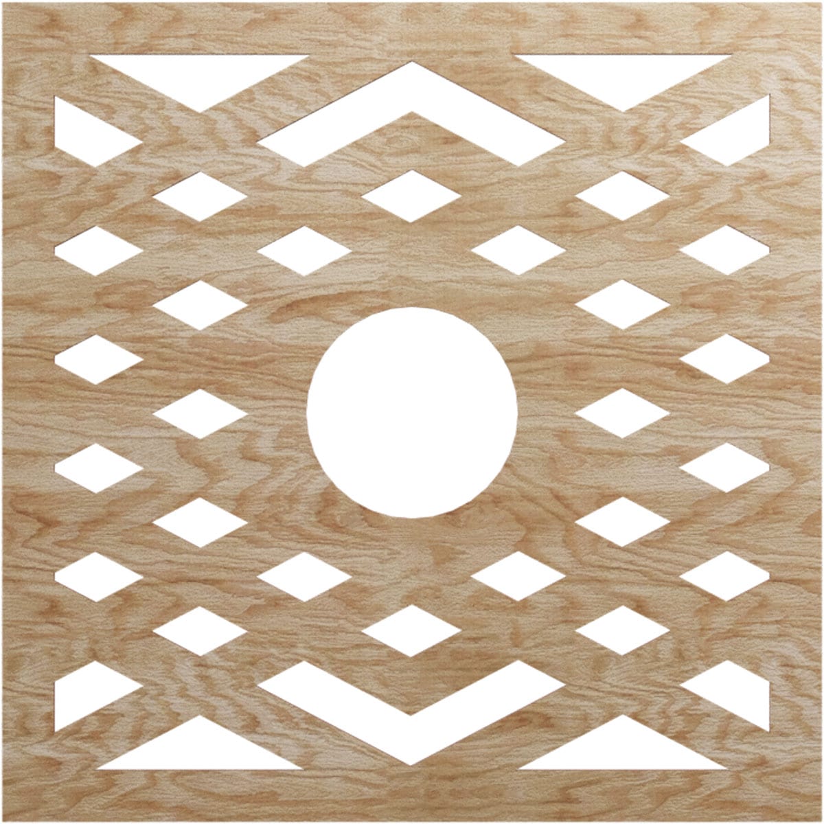 Ekena Millwork CMWP32X32X0250CHRO Chevron Fretwork Pierced 32-in W x 32-in L Architectural Red Oak Wood Whole Ceiling Medallion