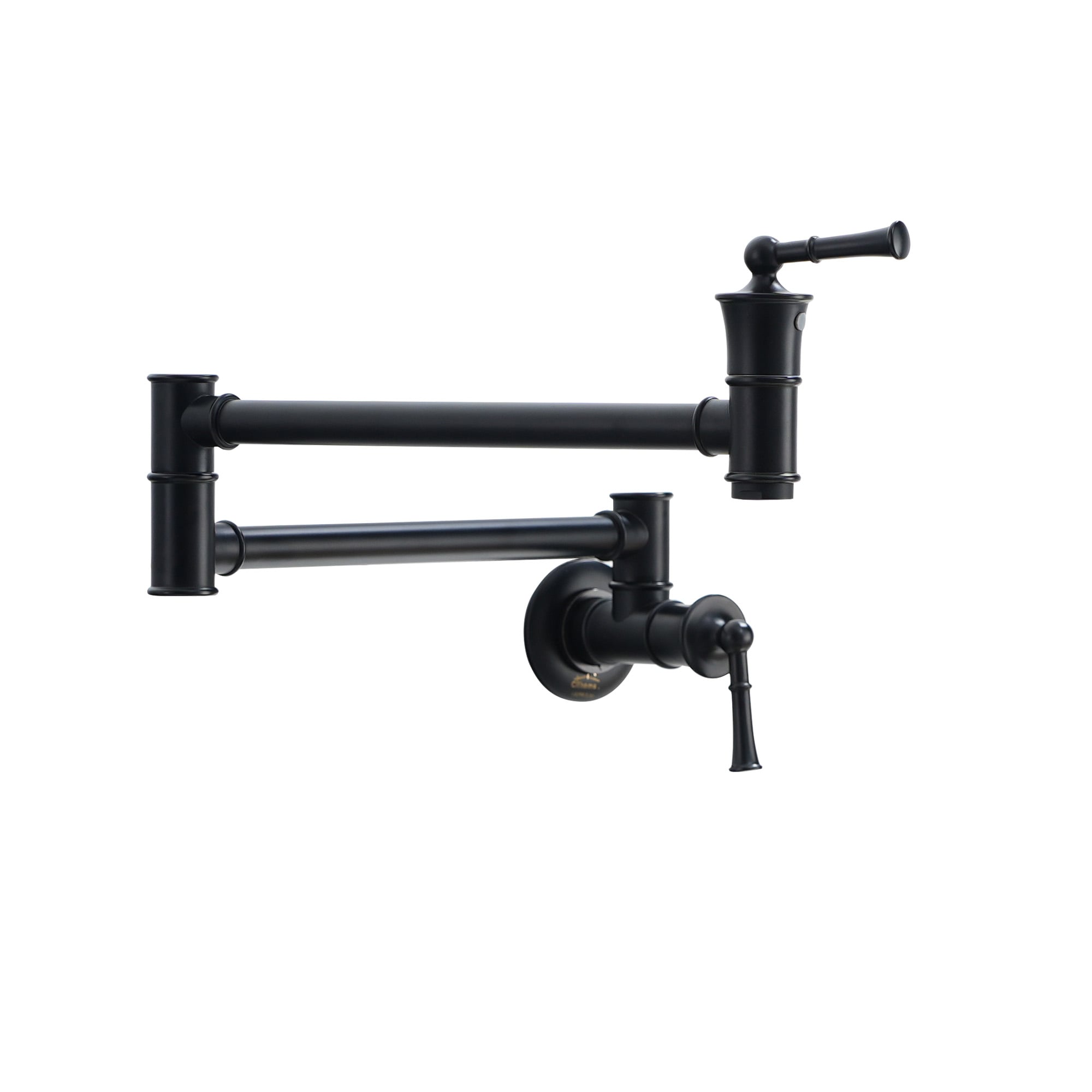 Clihome BM-KF2269B Matte Black Double Handle Wall-mount Pot Filler Kitchen Faucet