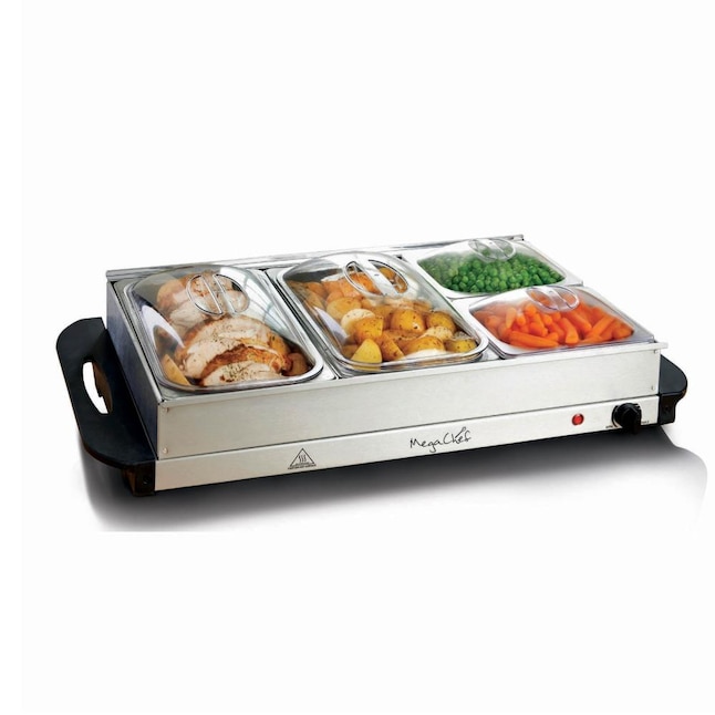 MegaChef 4-Station Residential Buffet Server/Warming Tray Combination in  the Buffet Servers & Warming Trays department at