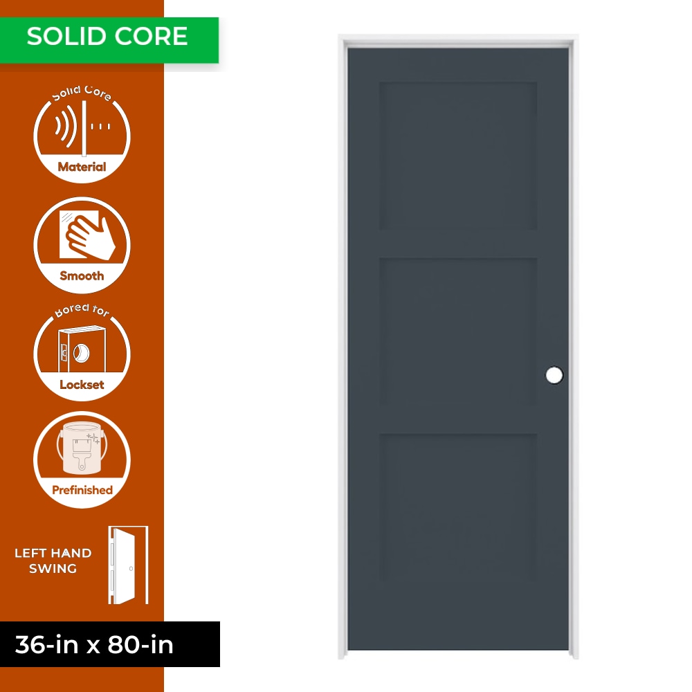 RELIABILT 36-in x 80-in Slate Solid core 3-panel square No glass Left ...