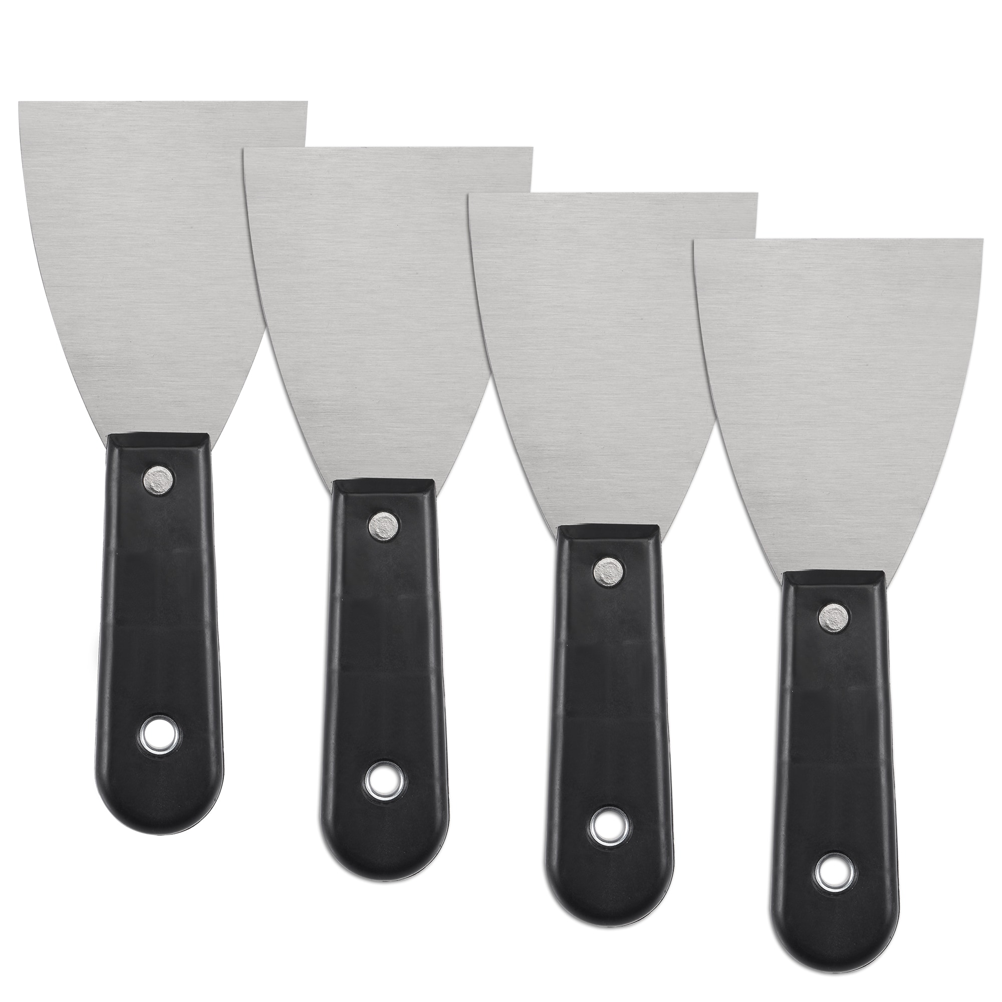 Unique Bargains Putty Scraper 3 Inch Spatula Drywall Repair Spreader Stainless Steel Blade Black Handle 4pcs