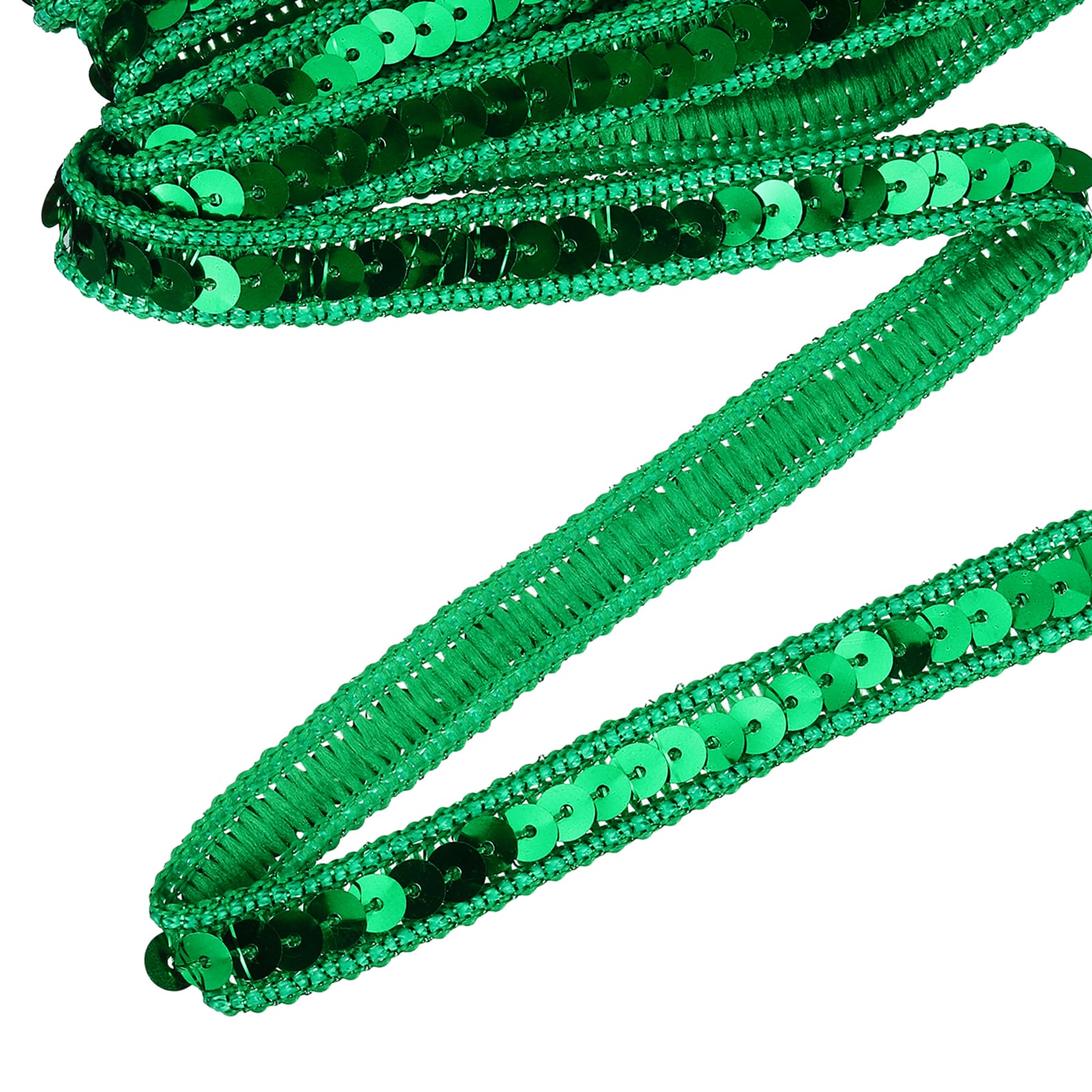 Unique Bargains 5.5 Yard Sequins Trim Ribbon 0.5 Inch Sequin Gimp Braid Trim Spangle Flat Sequins Paillette Fabric Flat Trims Strips for Crafts Sewing Clothes Home Party Decoration Green
