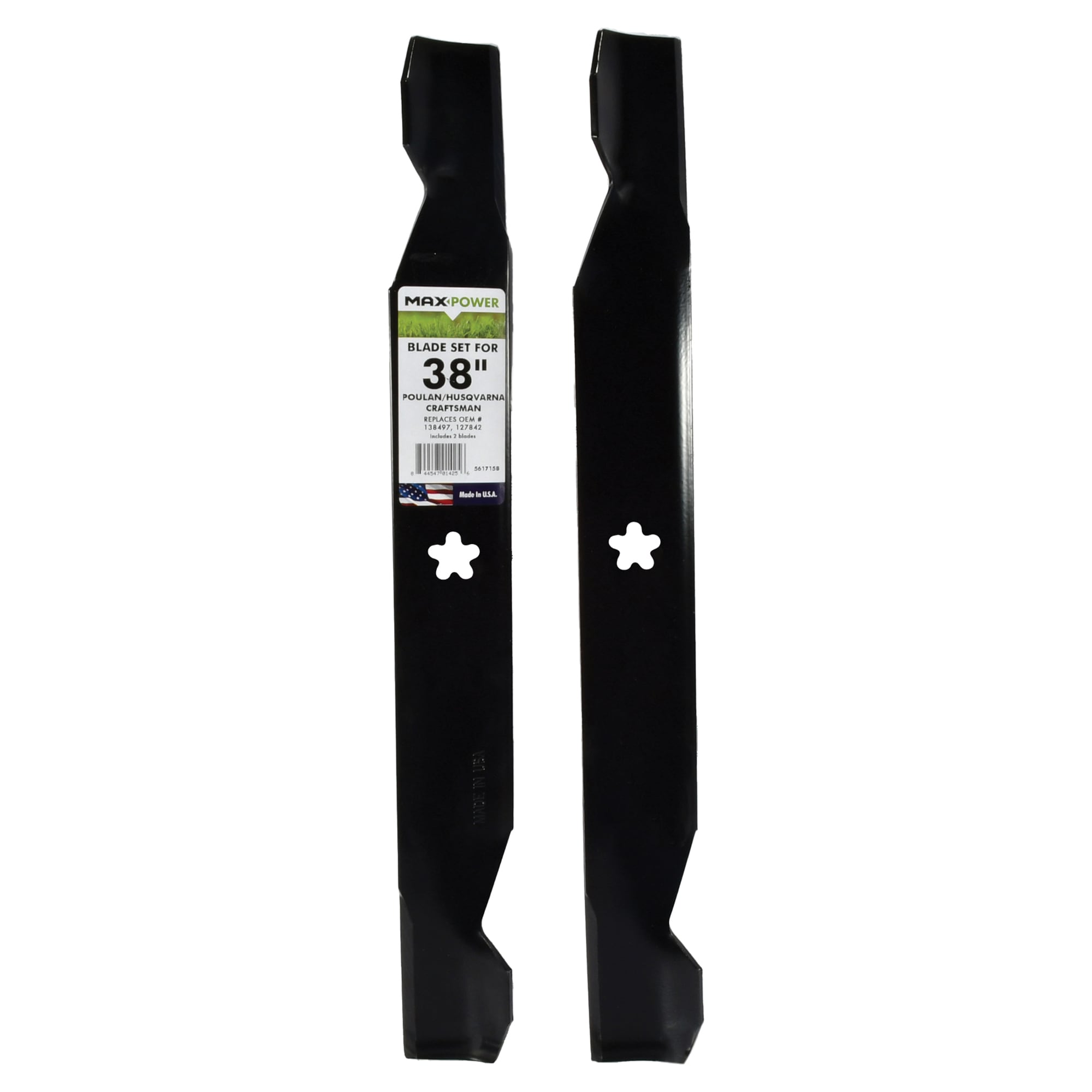 MaxPower 561715B 38-in Deck Standard Mower Blade for Riding Lawn 2 -Pack