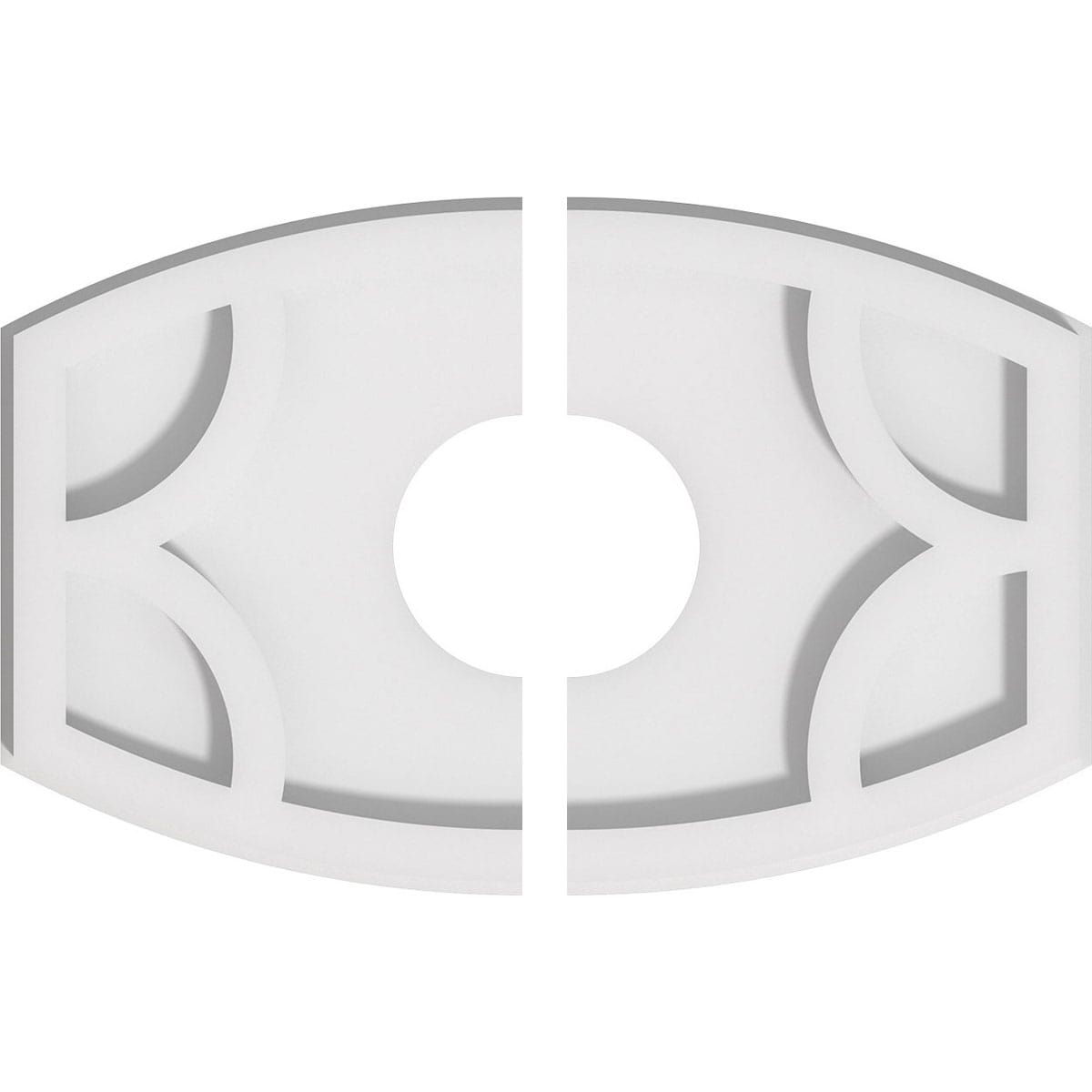 Ekena Millwork CMP12X8KY2-03000 Kailey 12-in W x 8-in L Contemporary White PVC Split Ceiling Medallion