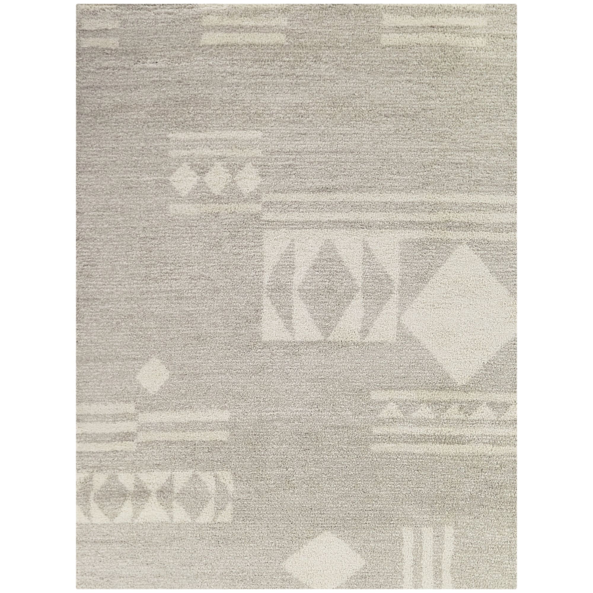 Gray Geometric Synthetic Rectangular Area Rug 5'3" x 7'