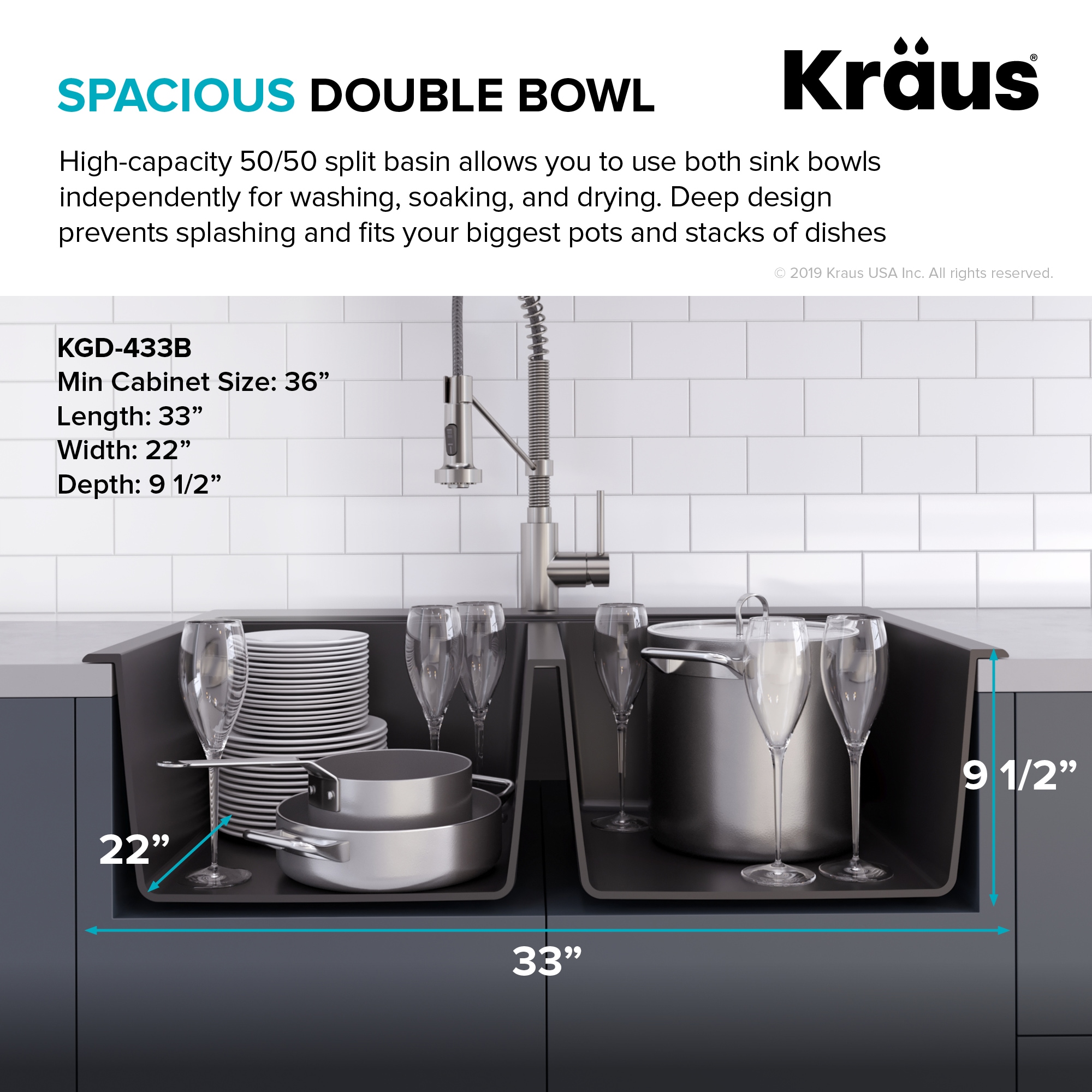 Kraus KGD-433B-100-75MB Kitchen-Sinks - View #4