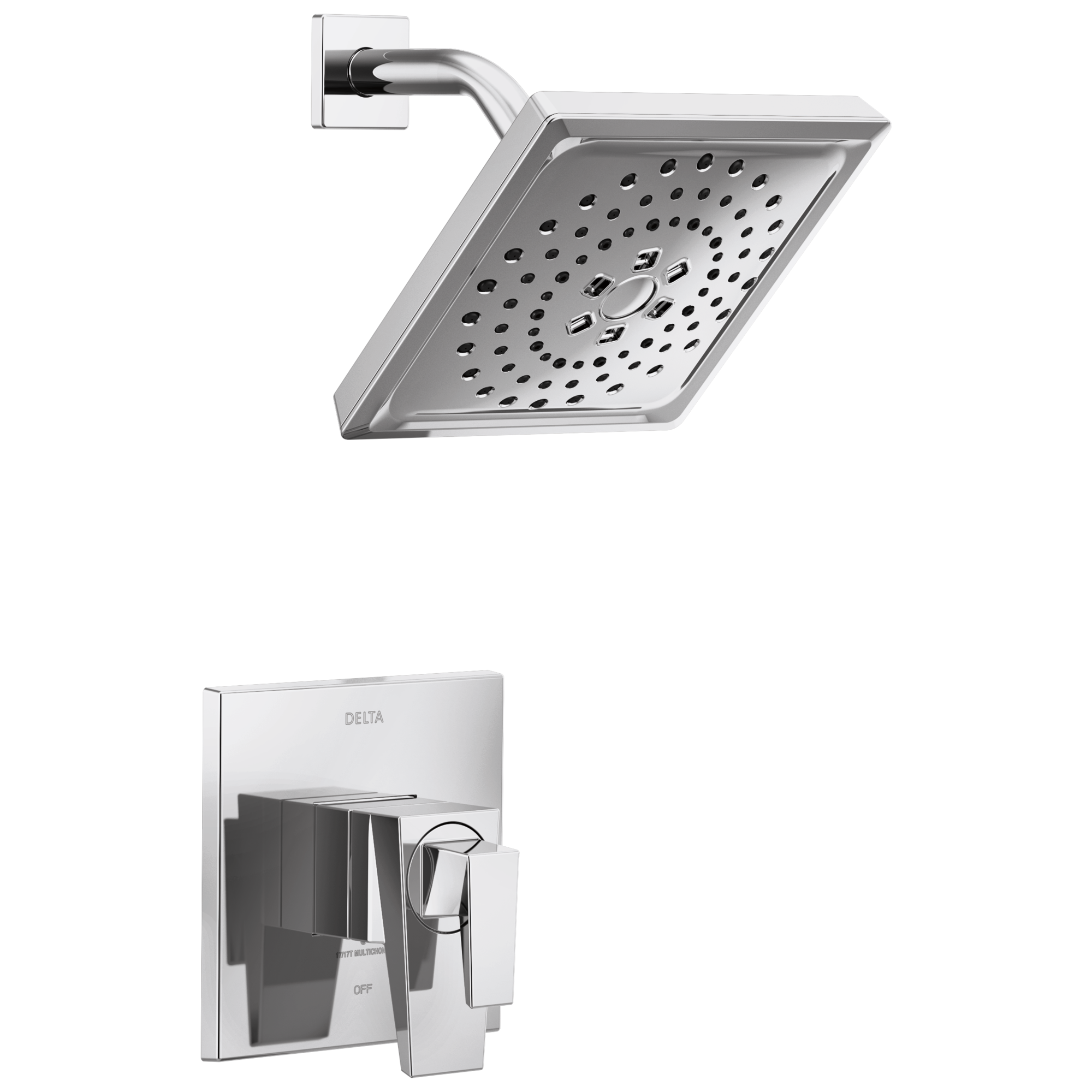 Delta T17243-PR Trillian Lumicoat Chrome 2-handle Multi-function 7.625-Inches Square Bathtub and shower Faucet