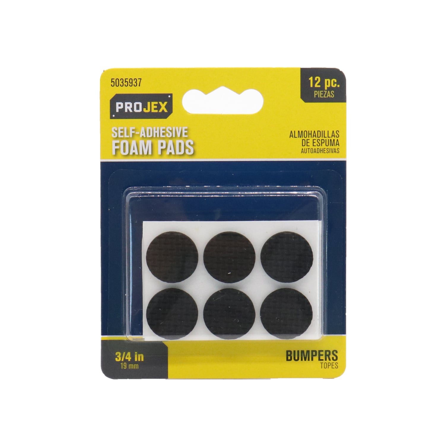 Projex  Foam Self Adhesive Non Skid Pad Black Round 3/4 in. W 12 pk