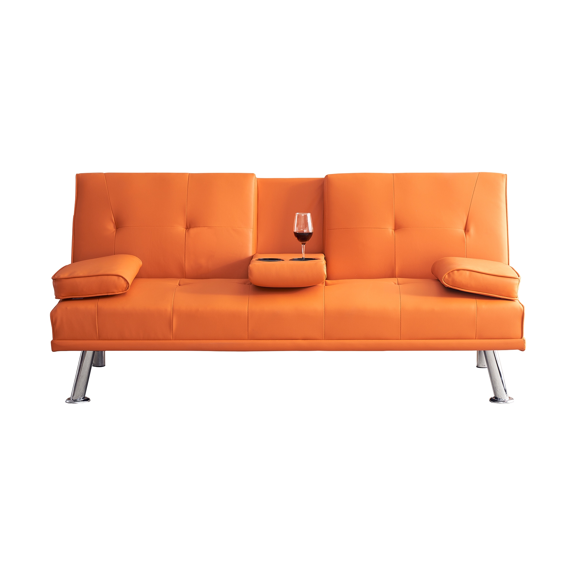 Bybafun YC5200049 67-Inches Modern Orange Faux leather Reclining Sofa