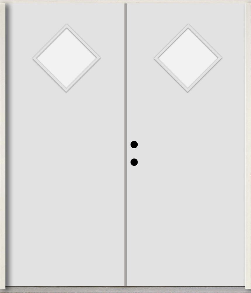 RELIABILT LO1066950 Spotlights 72-in x 80-in x Fiberglass 1/4 lite Right-hand inswing Arctic White Paint Painted Prehung Double Front Door Insulating core