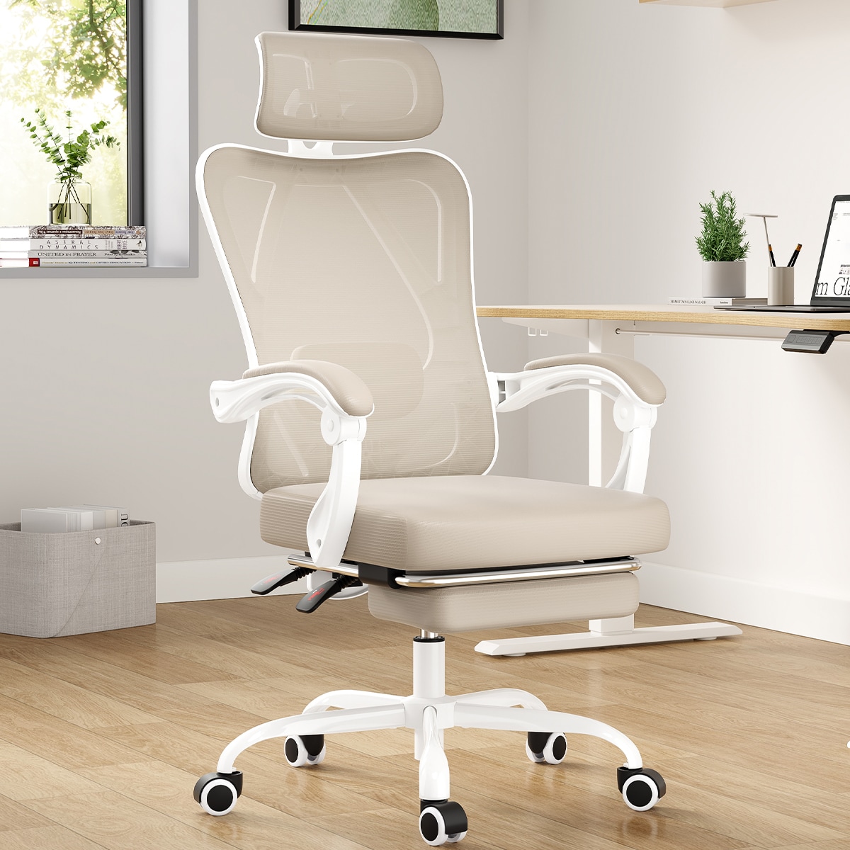 Maocao Hoom - Khaki Contemporary Ergonomic Adjustable Height Swivel Mesh Executive Chair