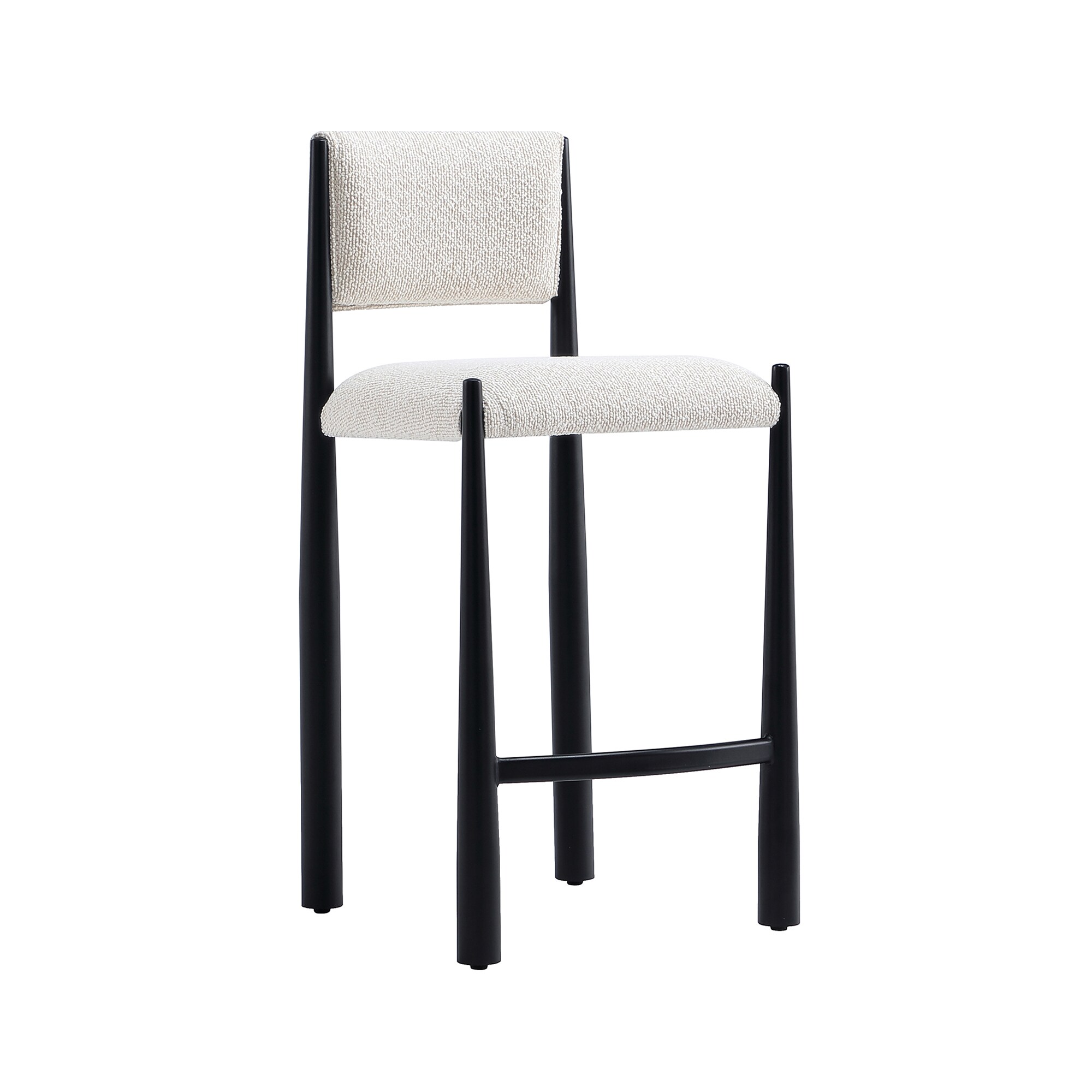 Manhattan Comfort Cream 27.2-in H Counter height Upholstered Metal Bar Stool