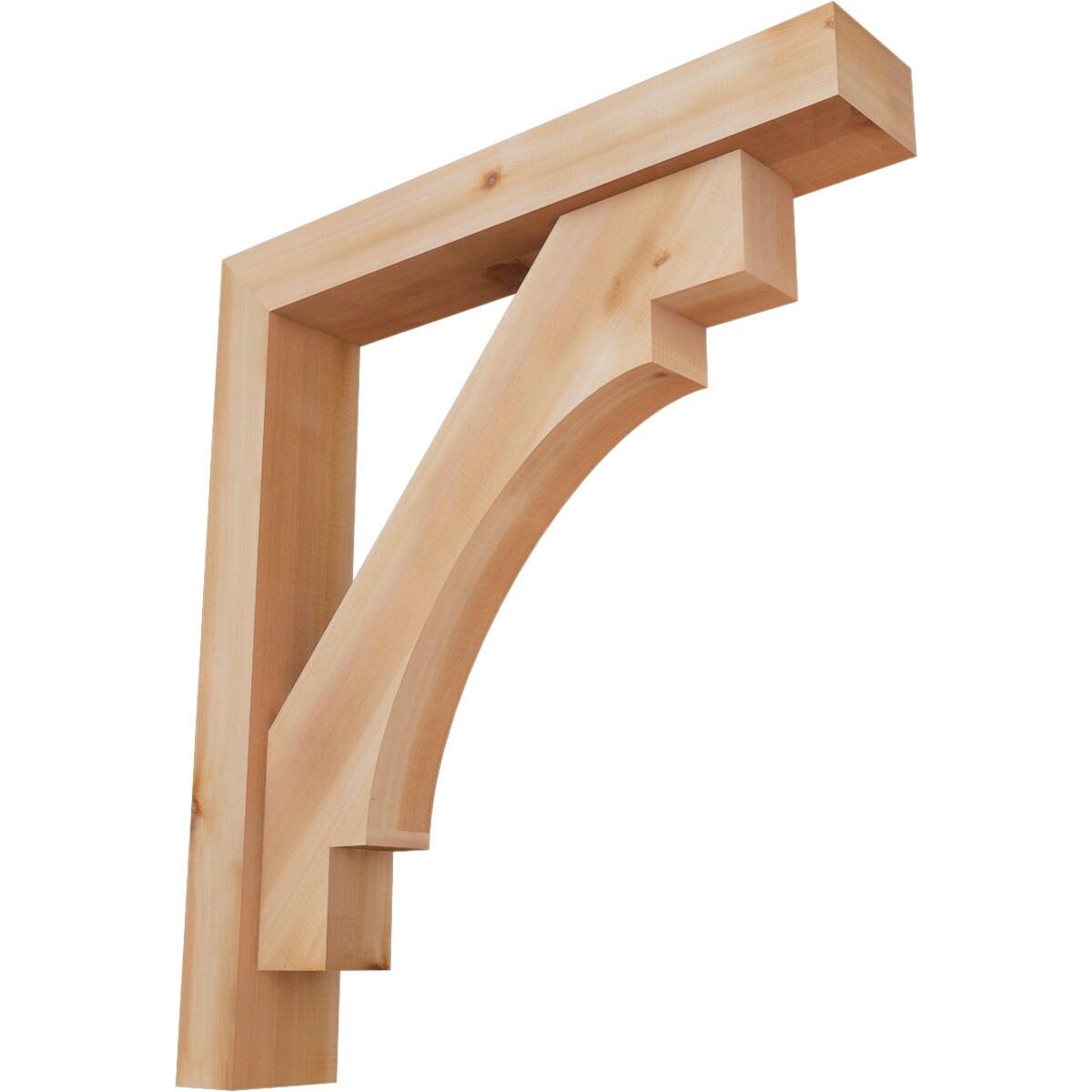 Ekena Millwork 1463159 Merced Block Smooth Bracket with Offset Brace 5-1/2-in x 32-in x 36-in Western red cedar Brown Wood Standard bracket