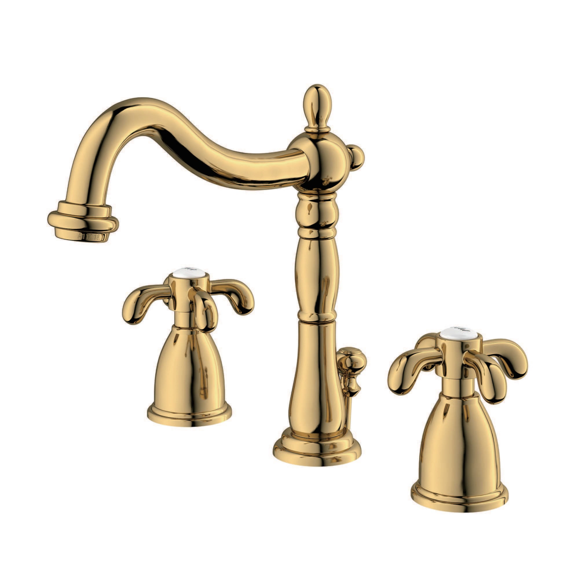 Kingston Brass WLKB1972TX French Country Polished brass Widespread 2-handle High-arc Residential Handle Bathroom Sink Faucet with Drain
