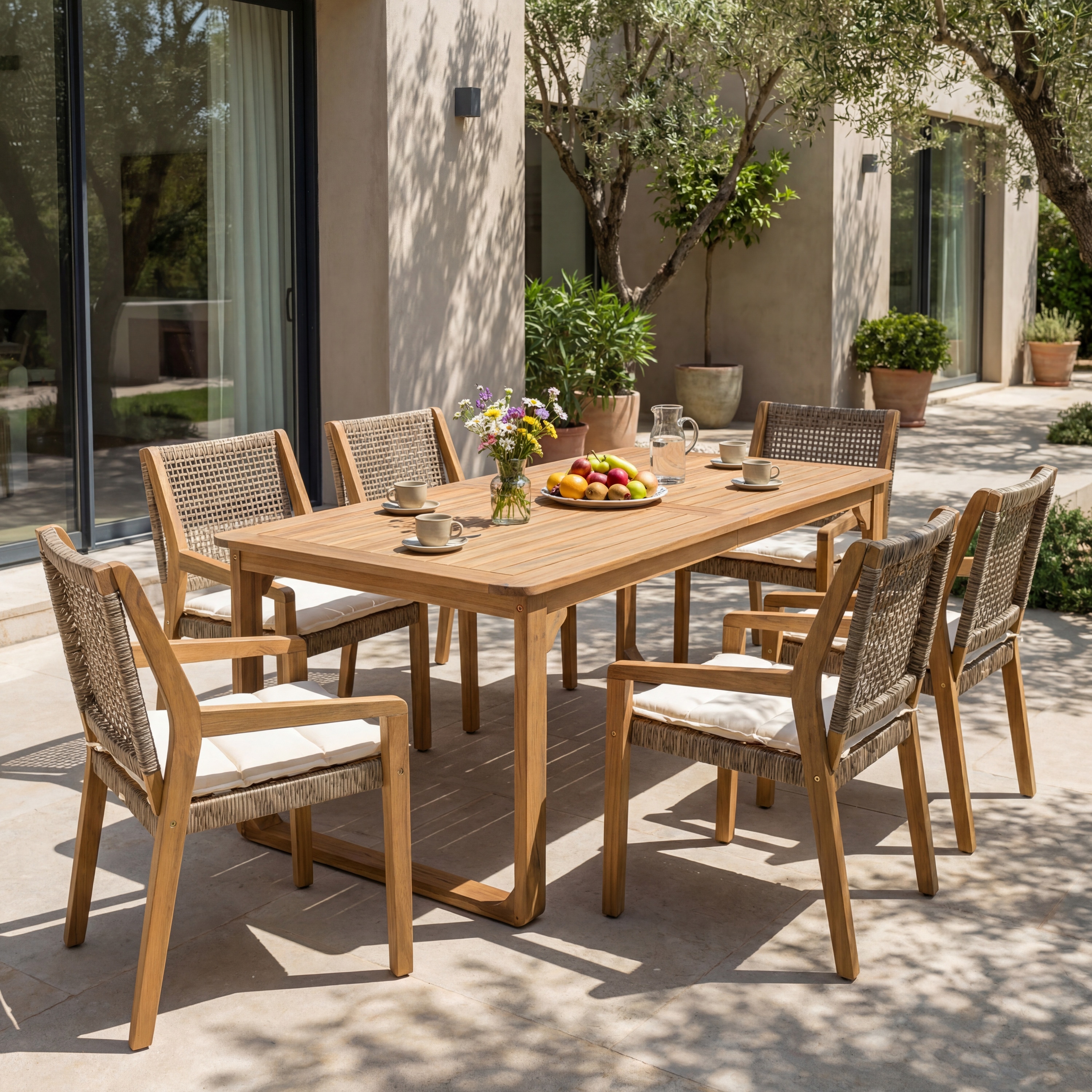 Christopher Knight Home - Finley Outdoor Acacia Wood 7 Piece Patio Dining Set with Rectangular Sl...