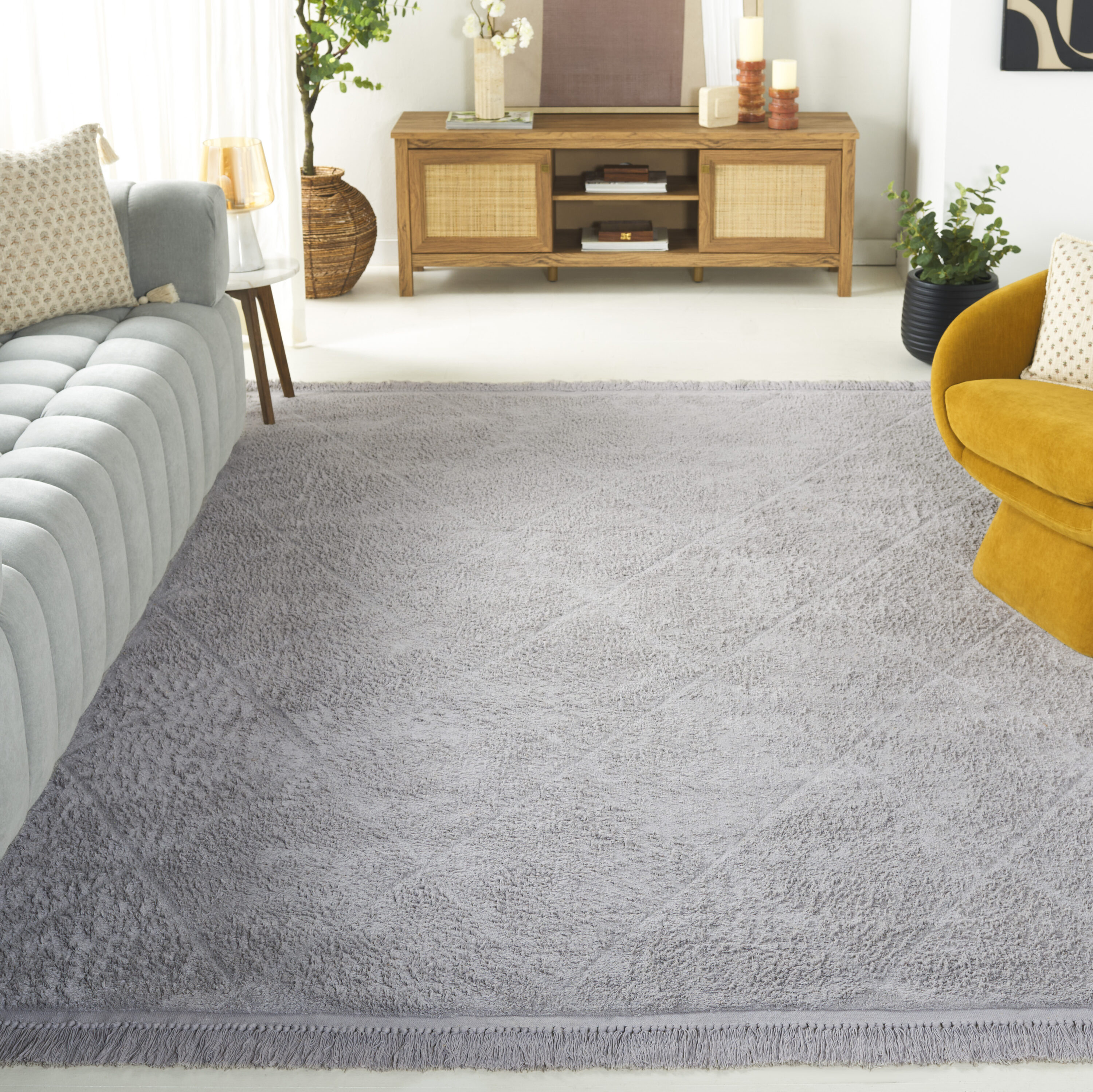  Easy Care 213 Gray Shag / Flokati 6ft x 9ft Medium Rectangle Rug