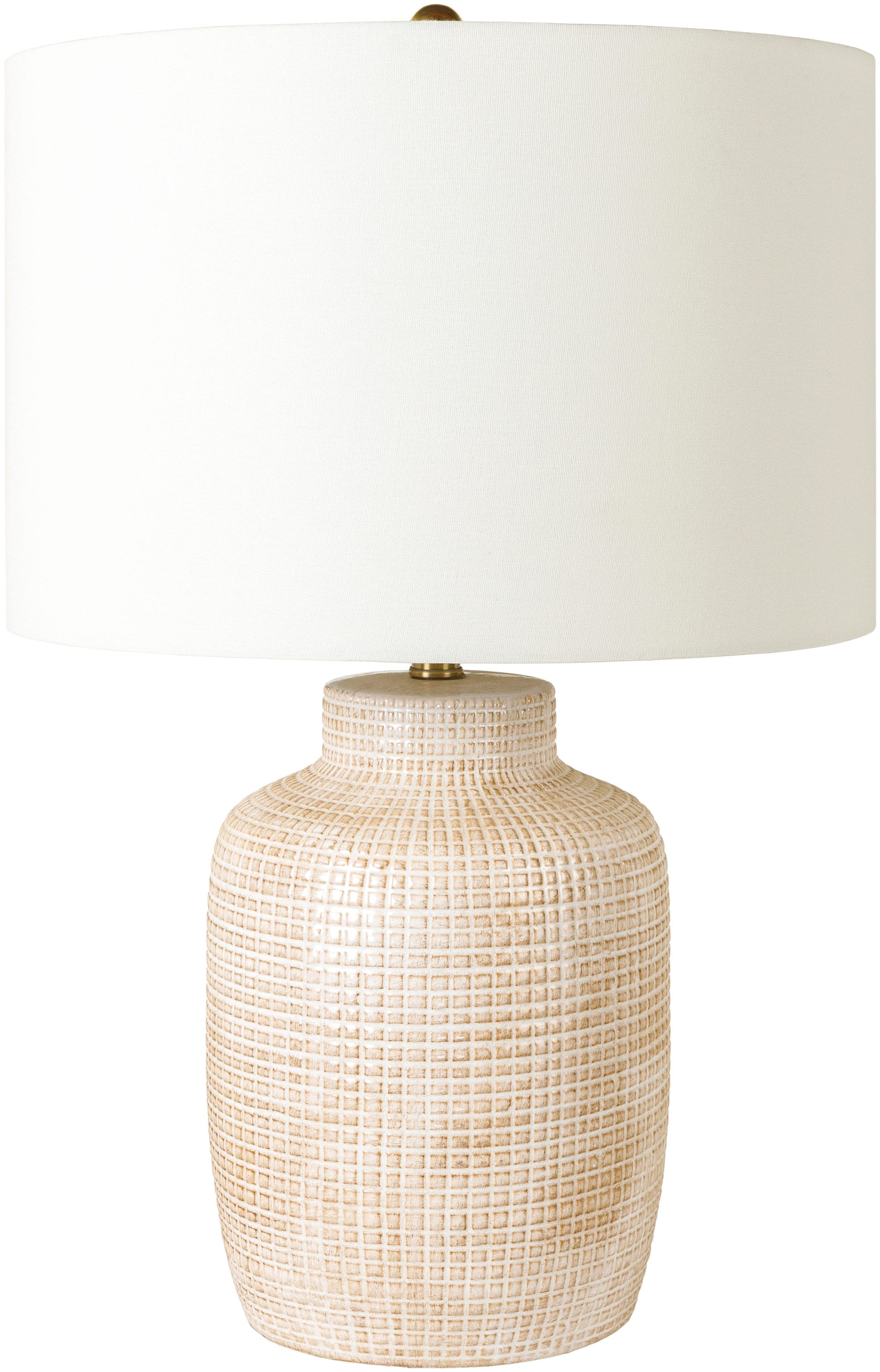 Surya ERB-001 Brie 26-in White Rotary socket Table Lamp with Linen Shade