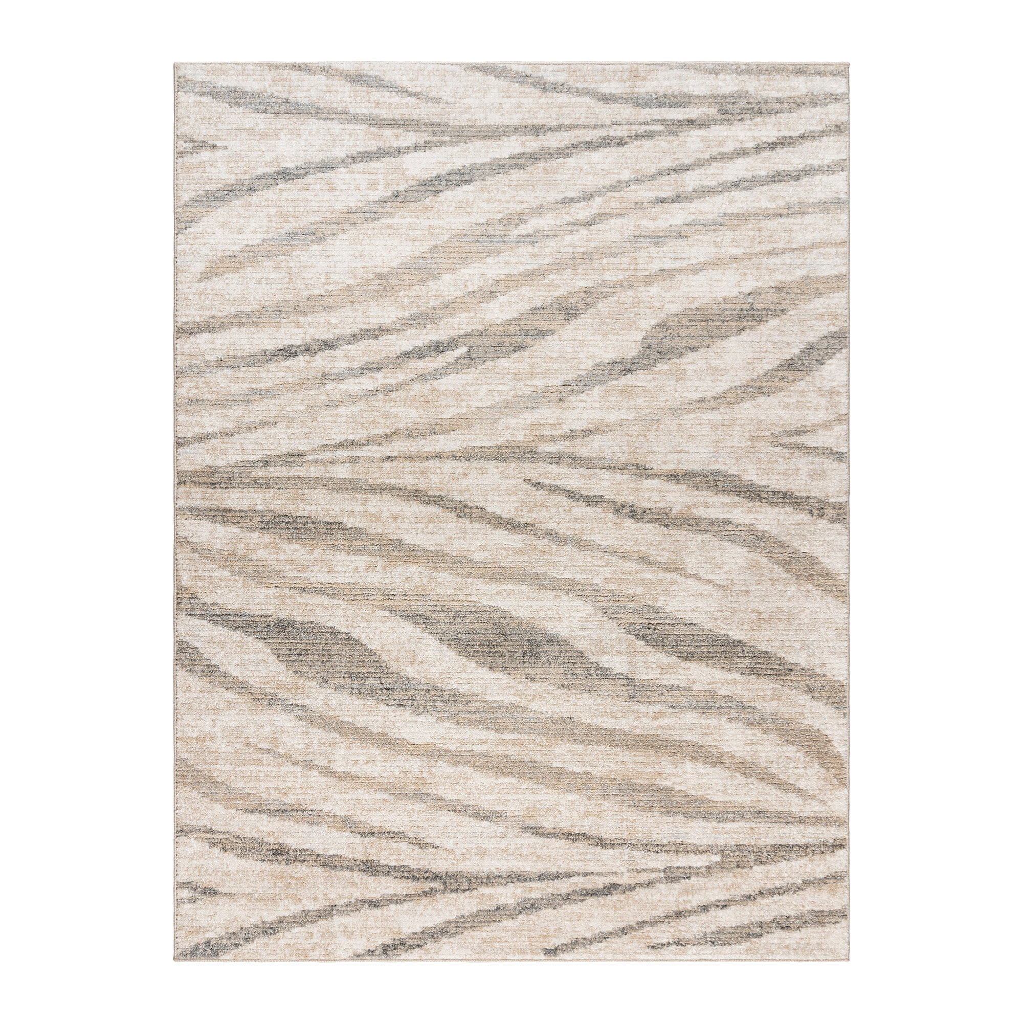 Gray and Cream Zebra Striped Synthetic Area Rug 5' x 7'