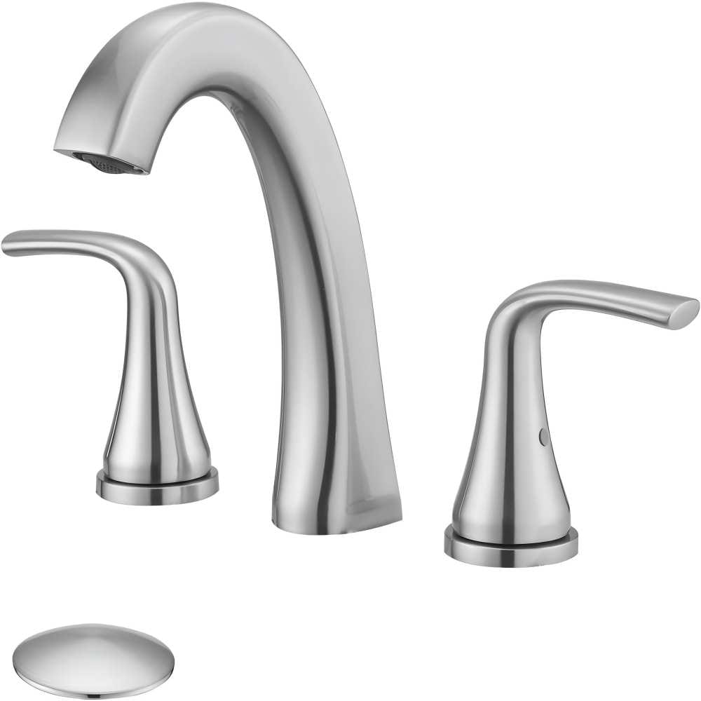 EQLOO Brushed Nickel Single Handle Bathroom Faucet Single Hole or Three Hole Installation Stainless Steel with Matching Drain