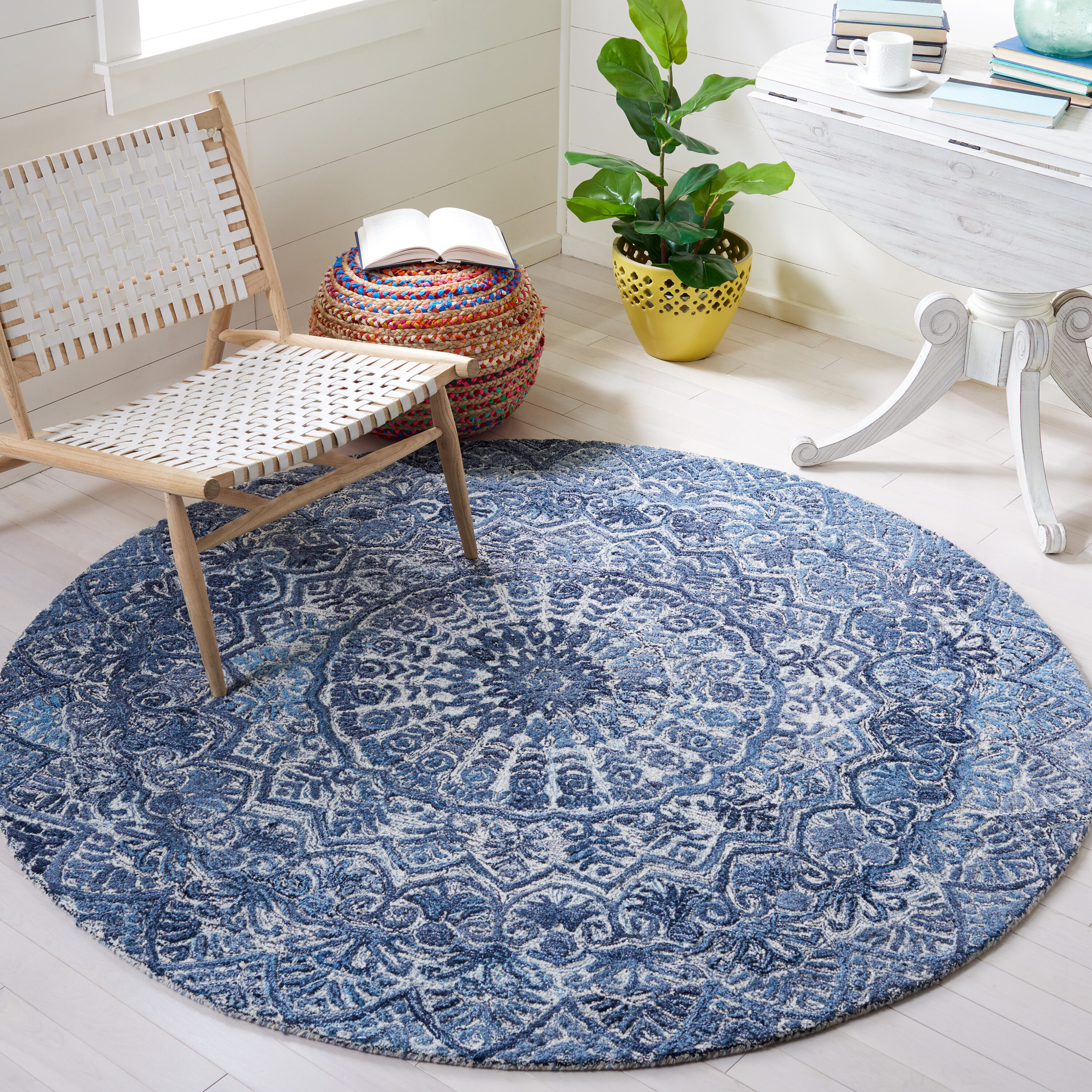  Marquee 110 Blue/Gray Traditional 6ft x 6ft Round Rug
