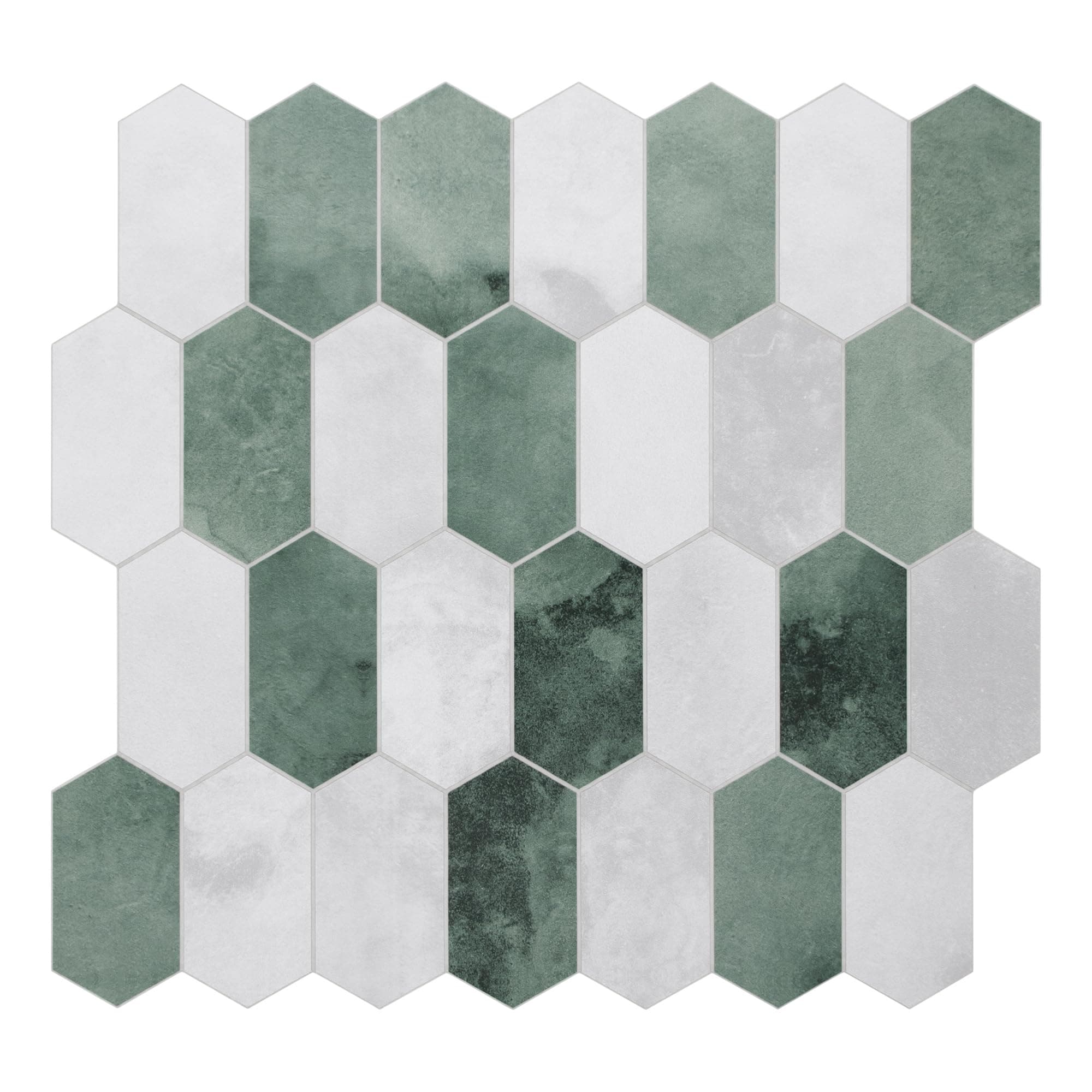 Etokfoks  Green Finish 12 in x 11 5 in Stone Composite Peel and Stick Backsplash 10 Pack for Kitchen Bathroom