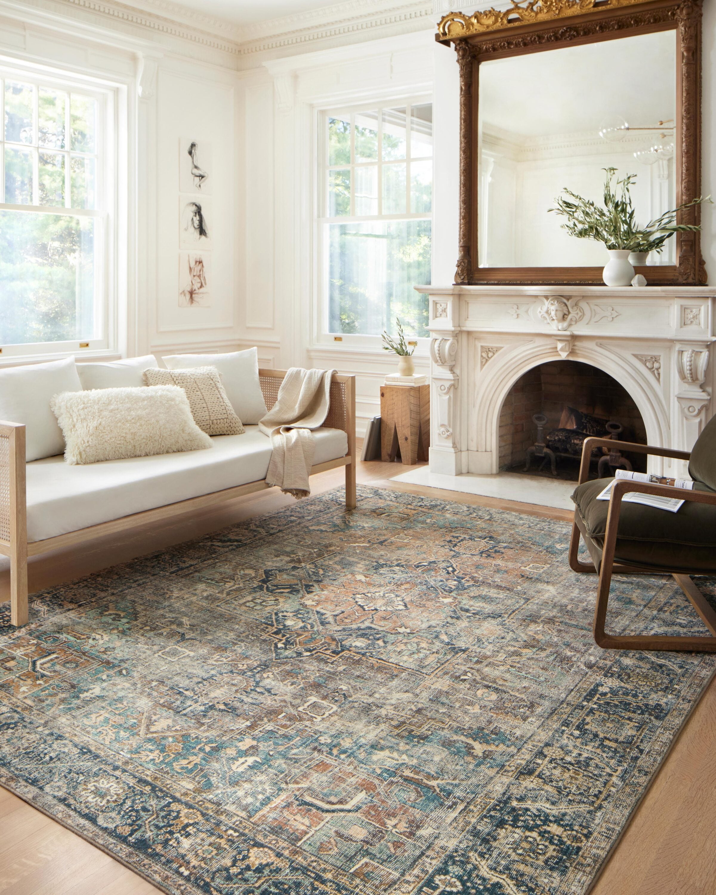 Margot Terracotta and Lagoon Bohemian Vintage Area Rug