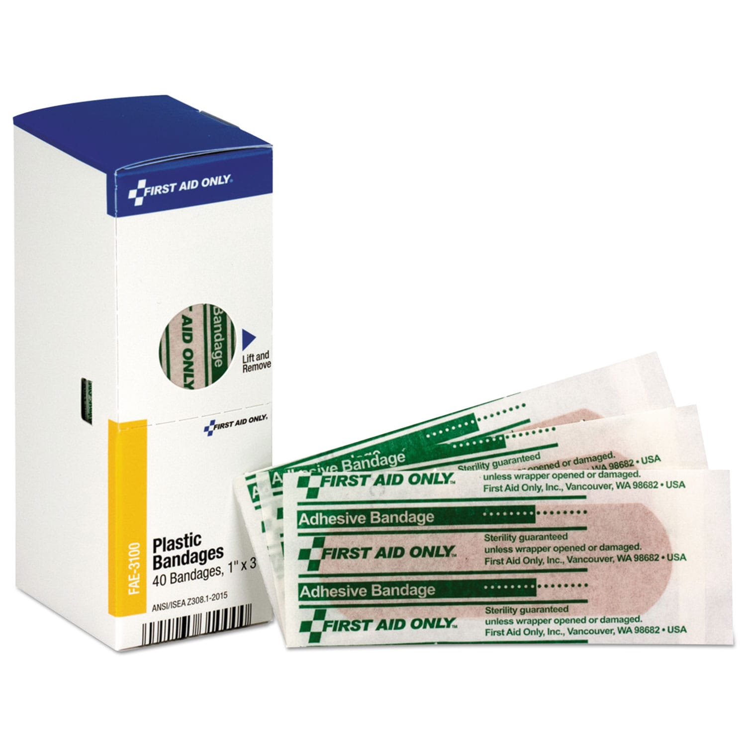 First Aid Only Refill for SmartCompliance General Business Cabinet Plastic Bandages 1 x 3 40/Box