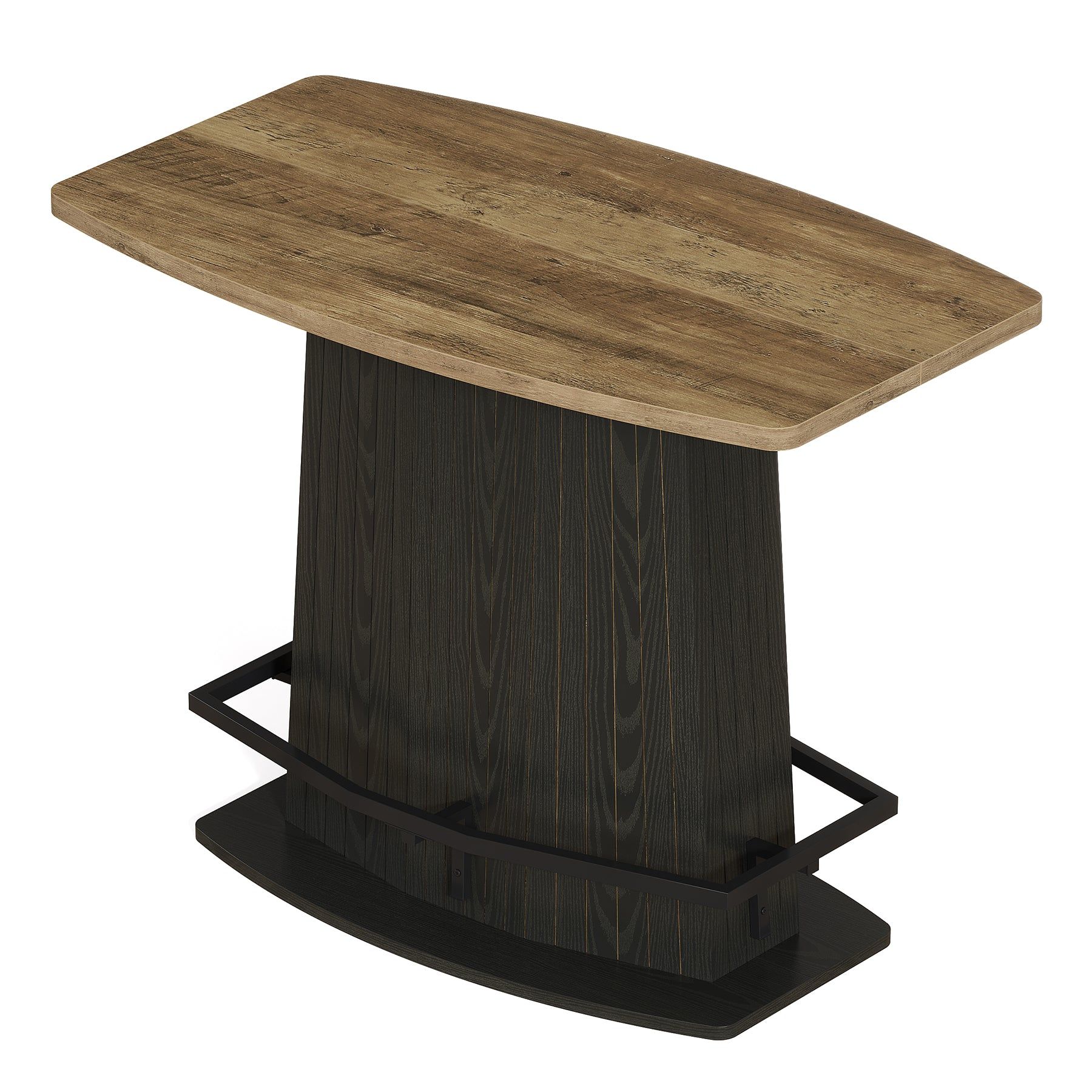 Slickblue - Brown and Black Rectangular Industrial Fixed Counter Height Table with Compact Design...