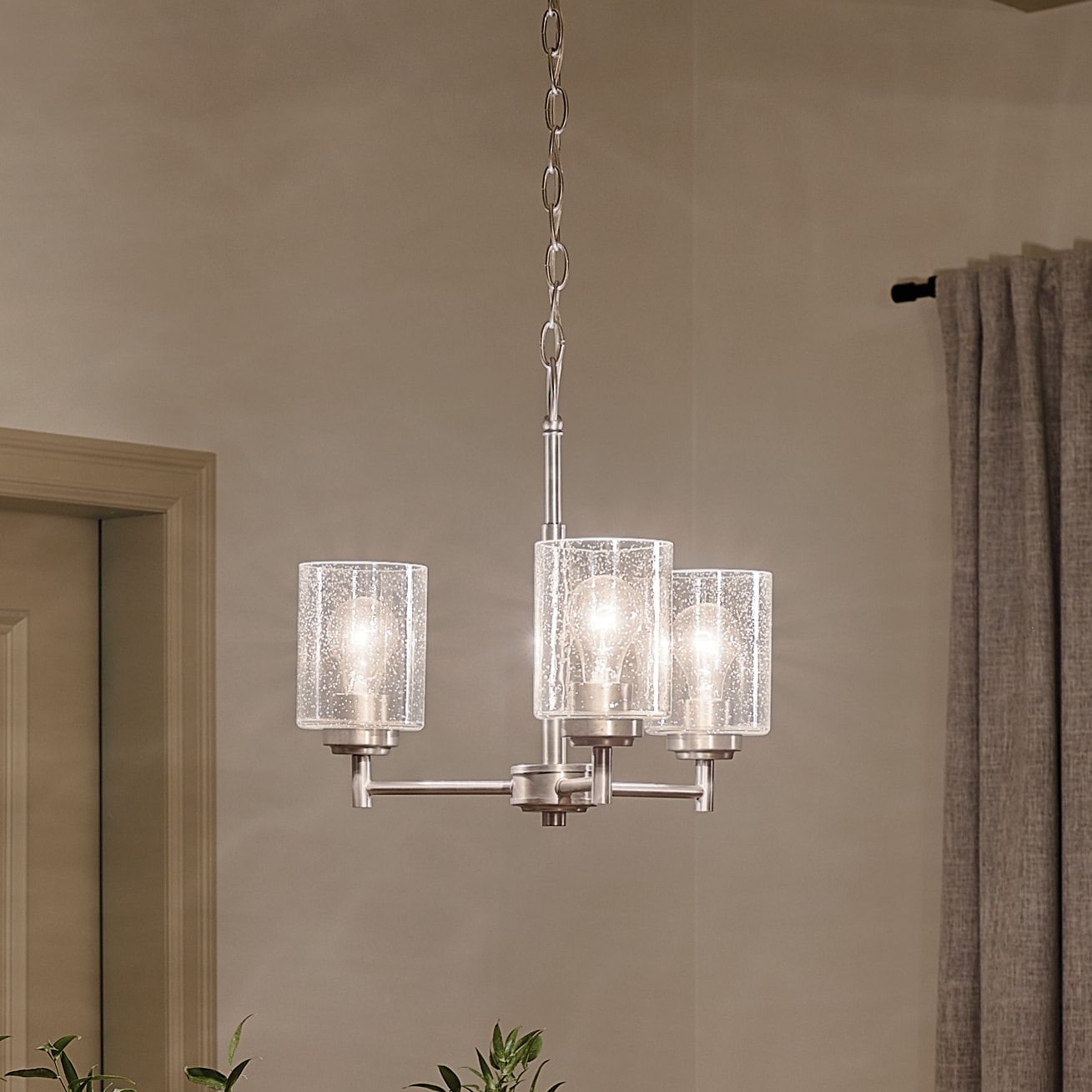 Winslow 18" Brushed Nickel Mini Chandelier with Clear Glass