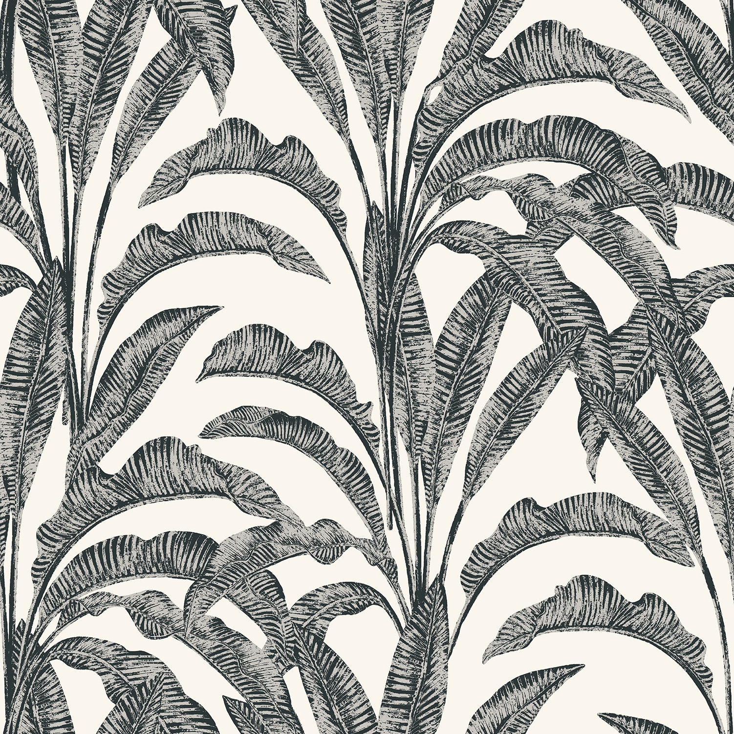 Veer Decor Luxe Tropical Palm Gray and Cream Wallpaper Sample