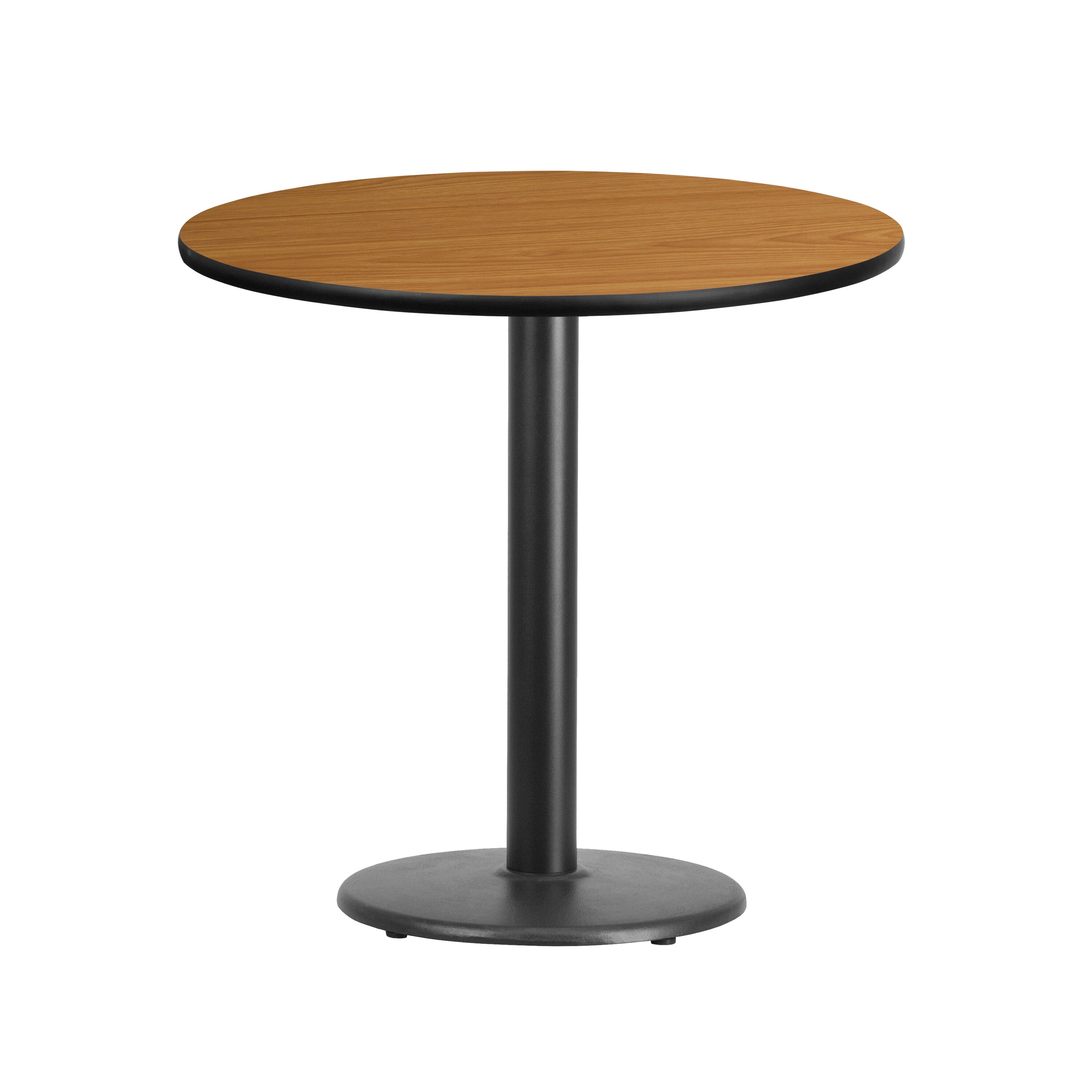 Flash Furniture 889142006251 Natural Round Contemporary/Modern Dining Table, Wood veneer with Black Metal Pedestal Base 30-Inches L x 31.13-Inches H