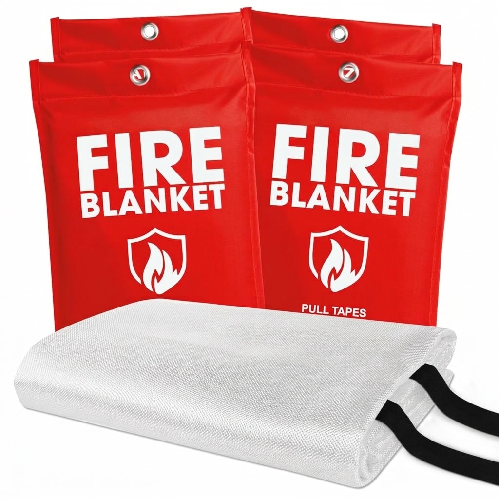 Adrinfly  4 Pack 40 x 40 Inch Emergency Fire Blanket Fiberglass Fire Suppression Blanket for Kitchen Home Garage Car Camping CE Certified