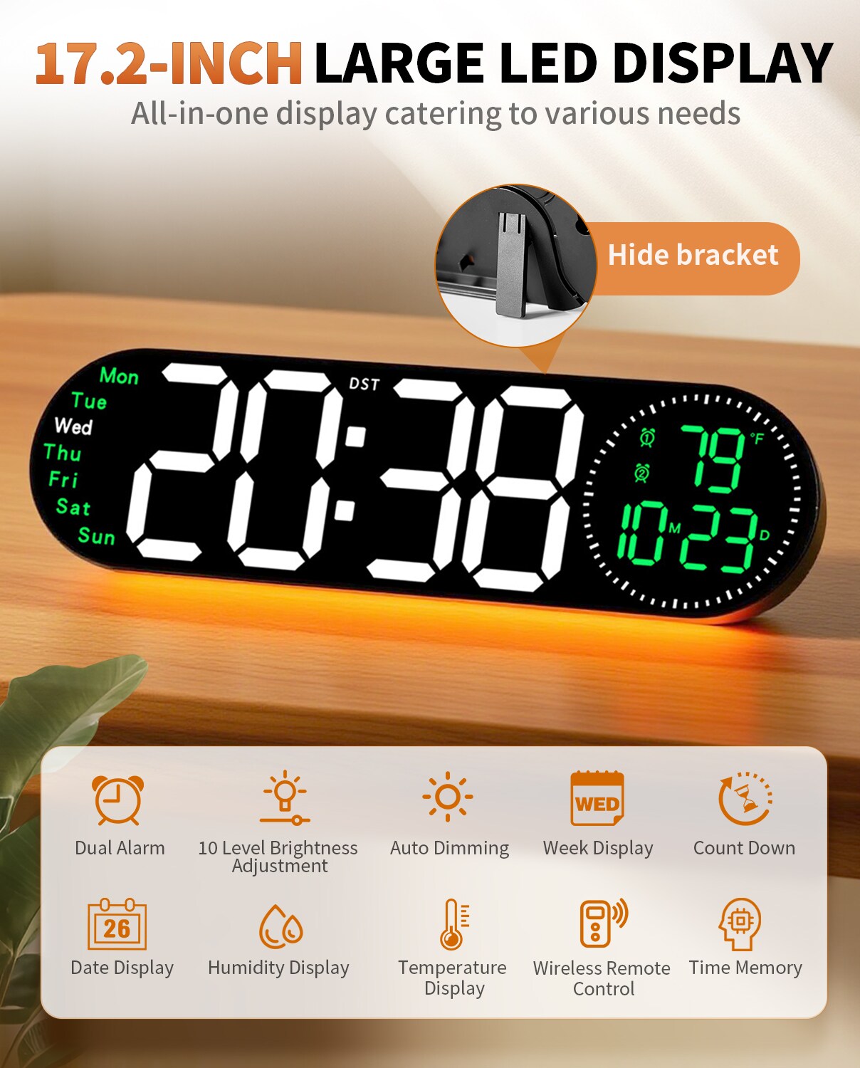 Unique Bargains S26031601UX1020 Indoor-Outdoor-Clocks - View #2