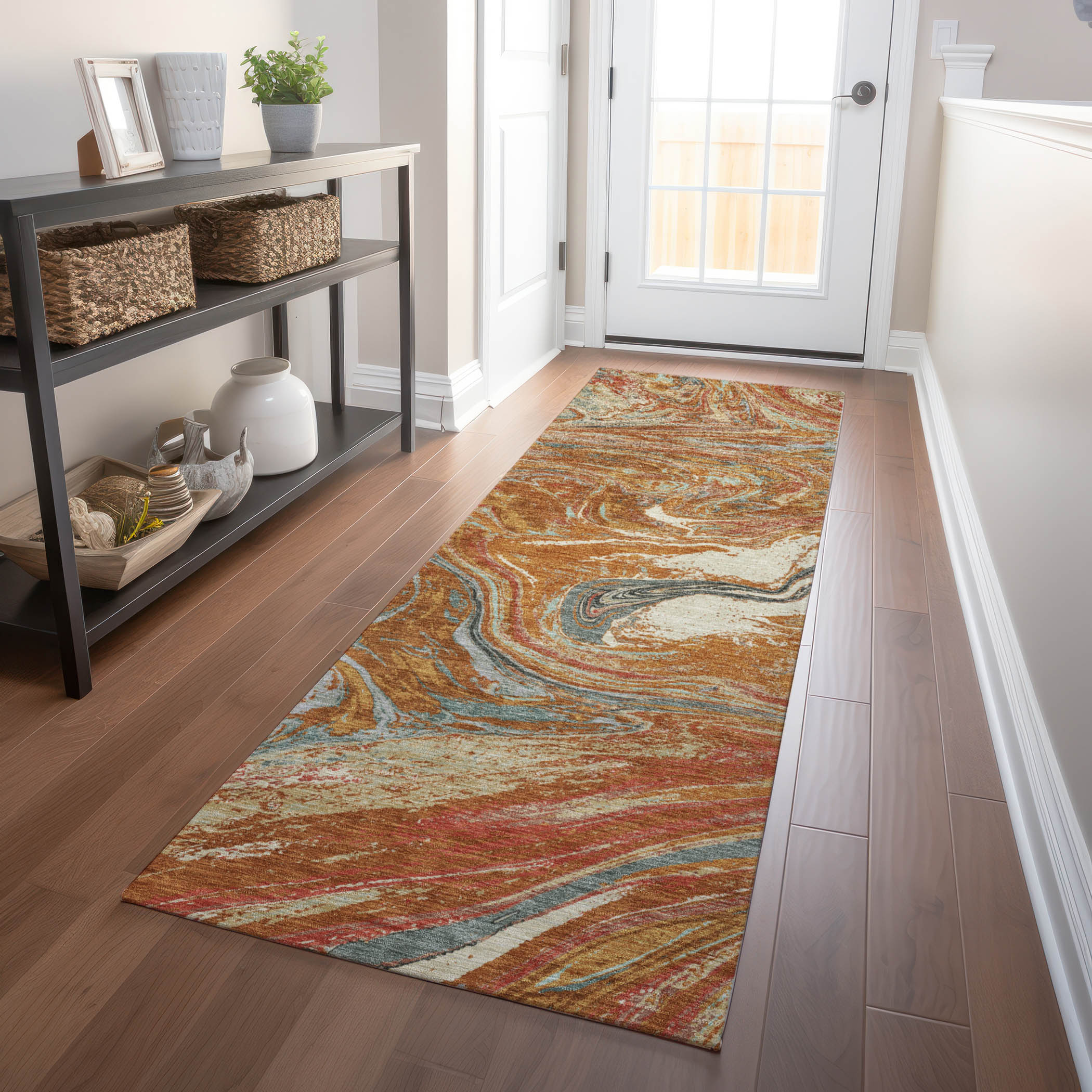Addison Rugs ACN1061PK2X8 Chantille ACN1061PK 2 x 7 (ft) Polyester Paprika Rectangular Indoor/Outdoor Geometric Machine washable Runner rug