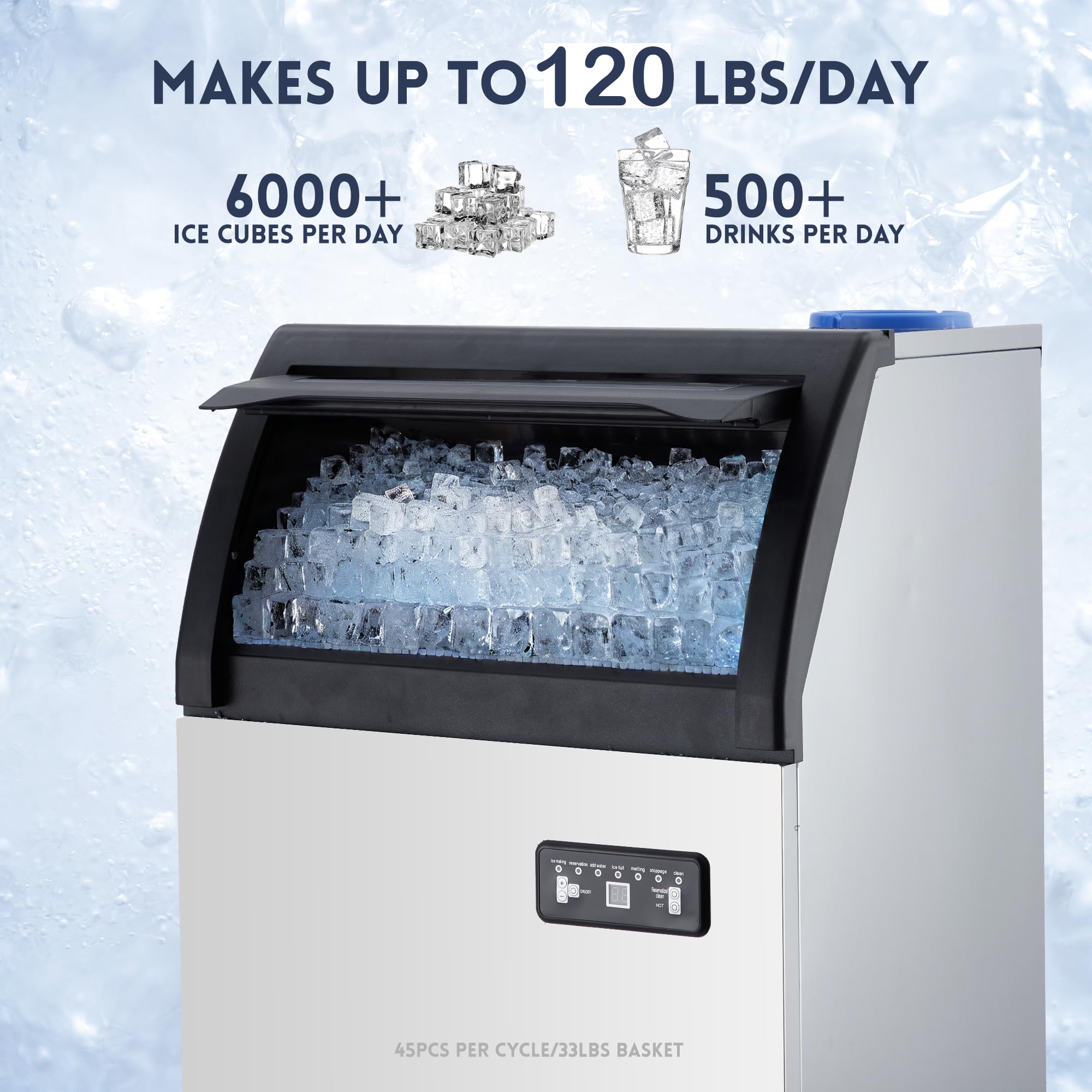 GarveeLife 120LBS/24H Commercial Ice Maker Under Counter Stainless Steel Ice Machine with Water Filter and 33LBS Storage Bin Produces 45 Ice Cubes in 8-12 Mins Ideal for Home Bar Restaurant Sansujyuku sansujyuku.com