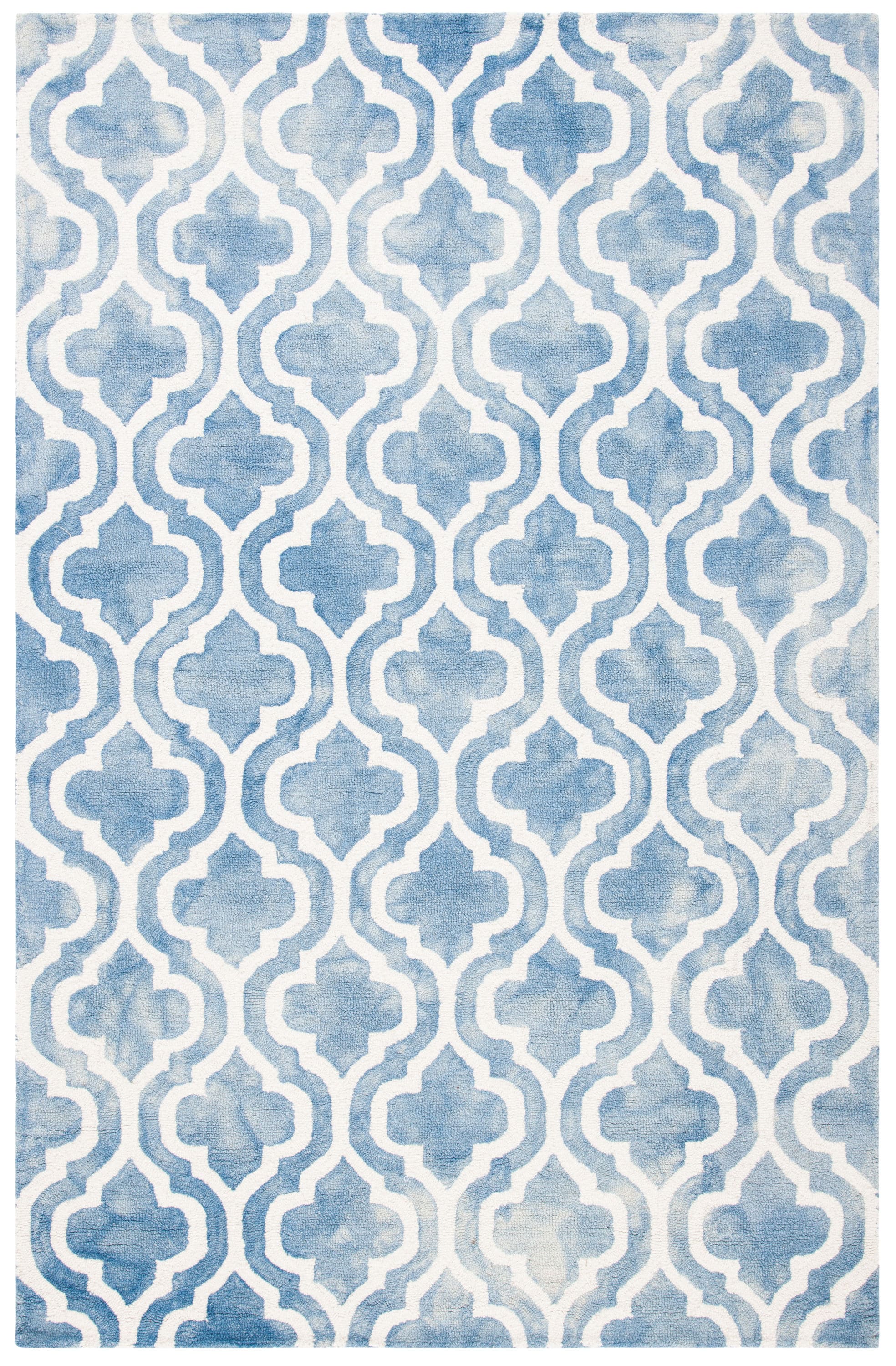Safavieh DDY537K-6 Dip Dye Alana 6 x 9 (ft) Tufted Wool Blue/Ivory Rectangular Indoor Trellis Bohemian/Eclectic Area rug