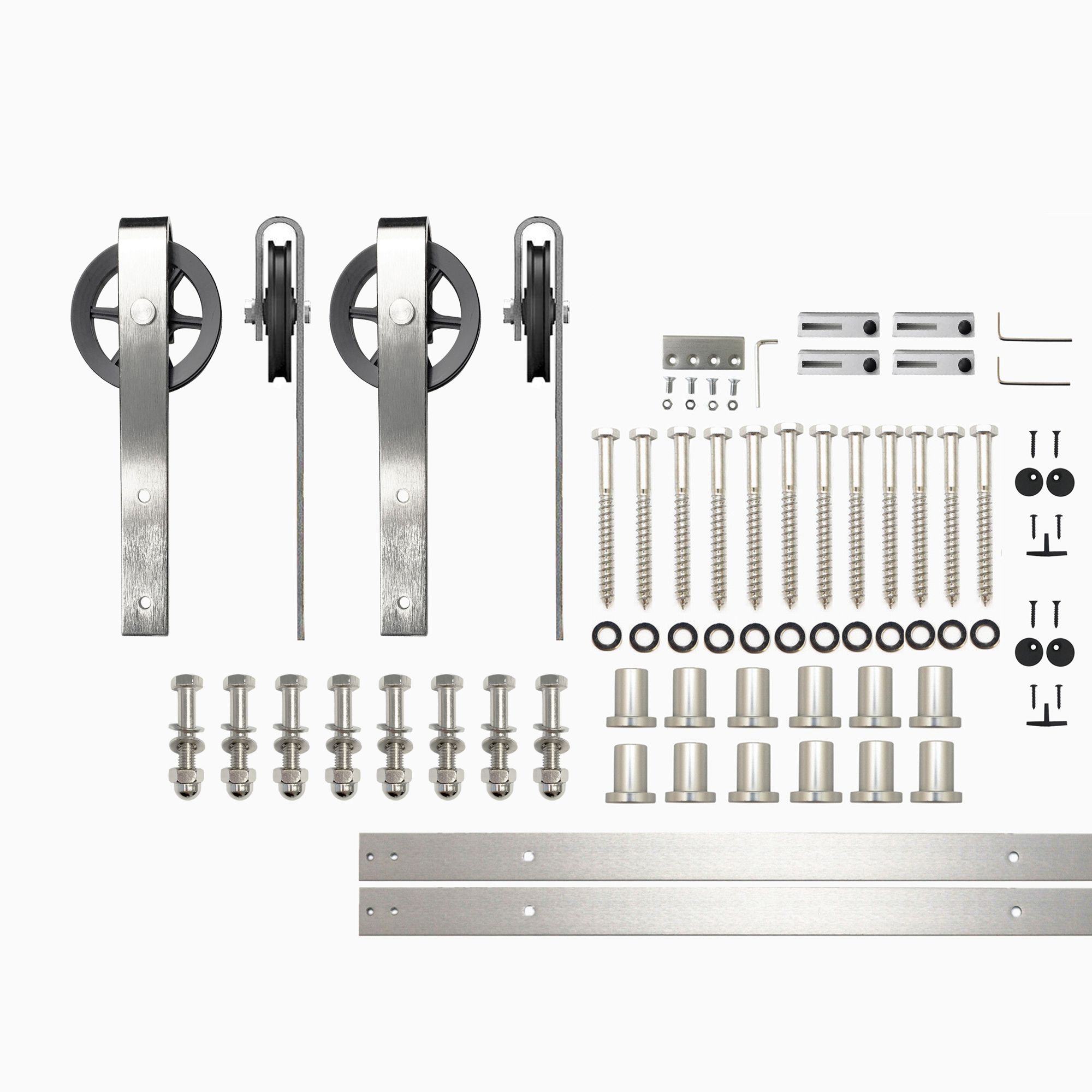 HOMACER HL2DNZ192C 192-in Brushed Brushed Nickel Indoor Spoke Wheel Double Barn door hardware kit