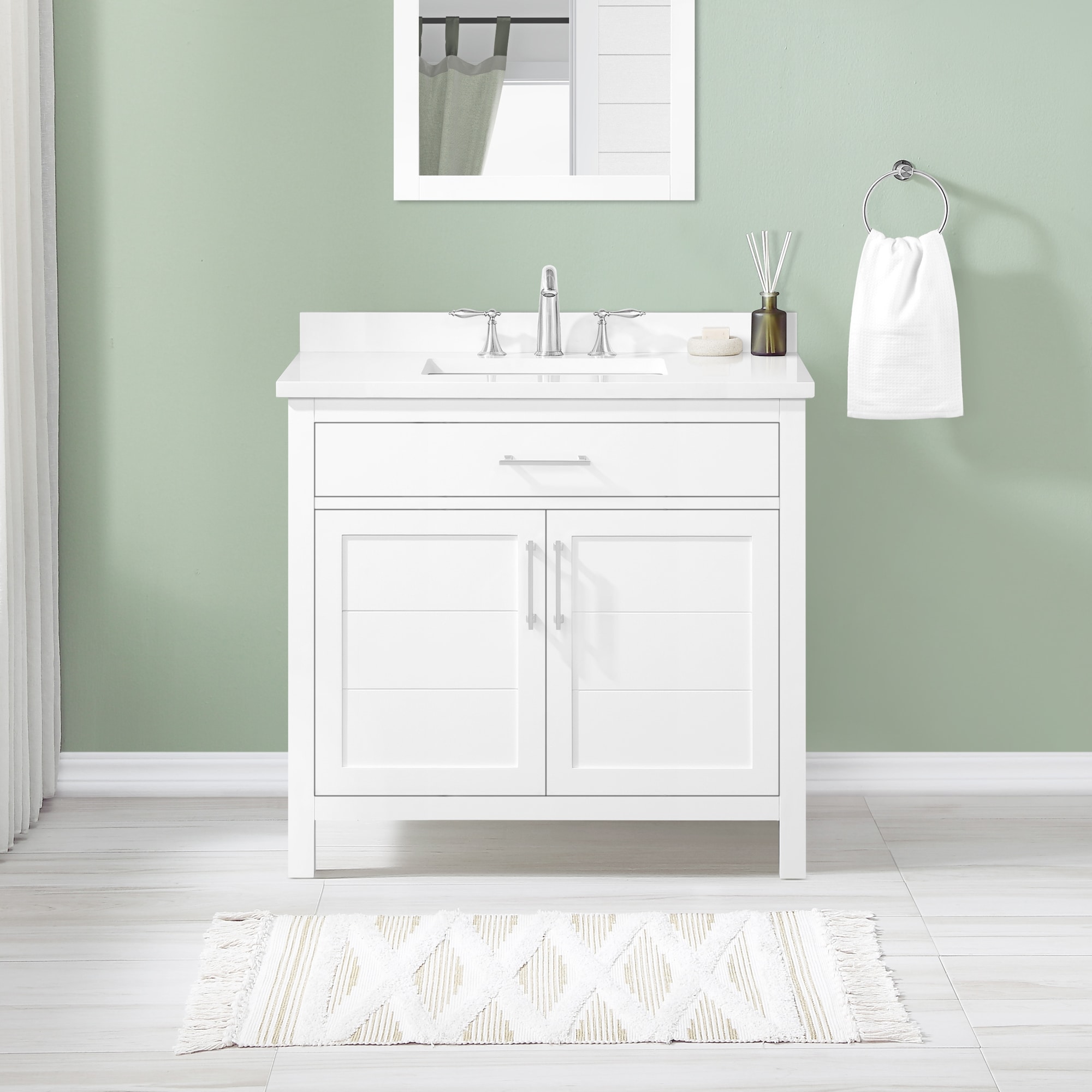 allen + roth Finkley 36-in White Undermount Single Sink Bathroom Vanity ...