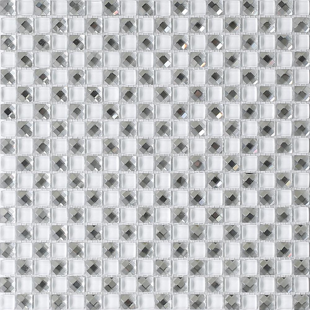 HOUSE OF MOSAICS JEWWH8-L (Sample) Jewel White 4-in x 4-in Glossy Glass Wall Tile