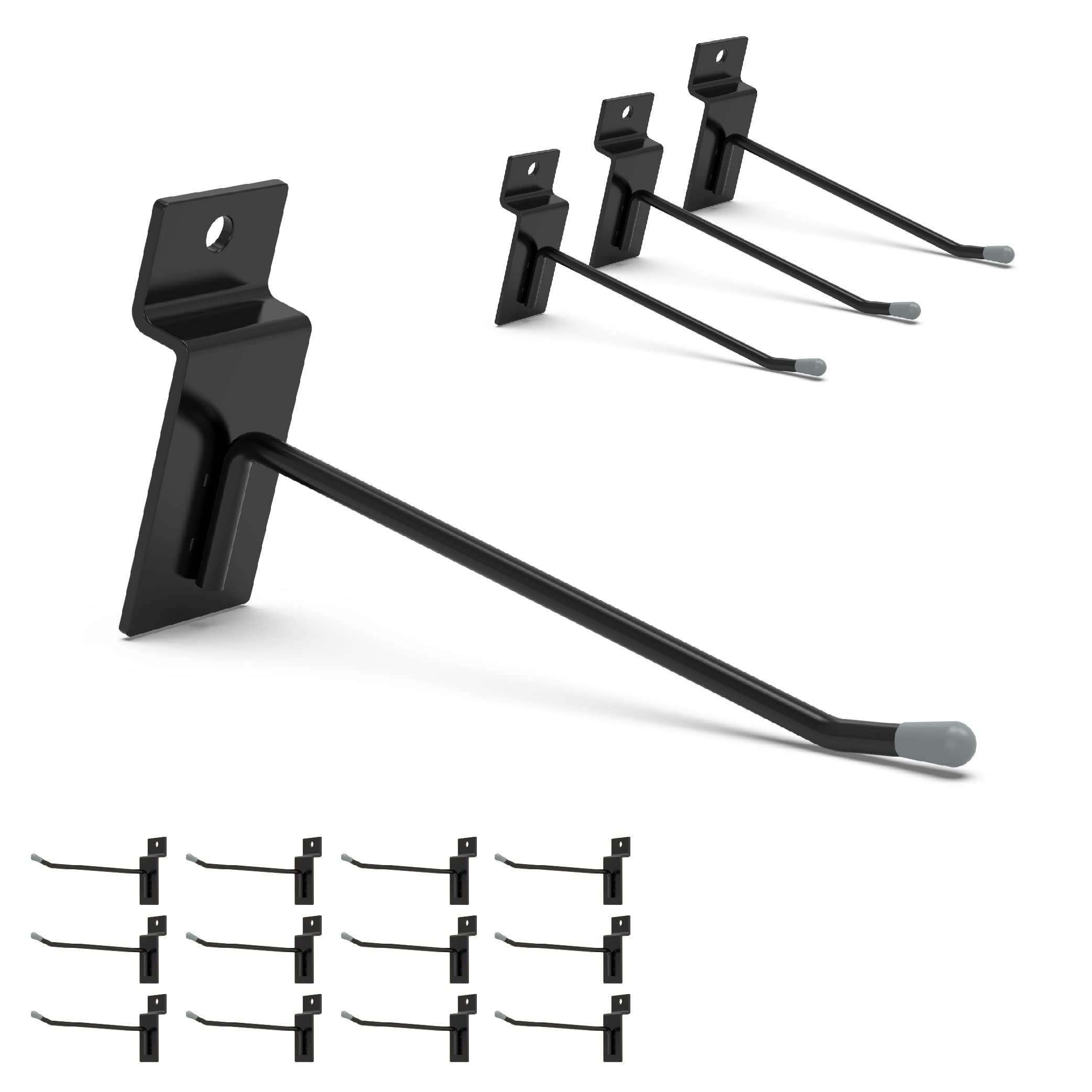 Etokfoks  4 in x 4 in Stainless Steel Slatwall Hooks 50 Pack Black for Tool Organization Durable Design