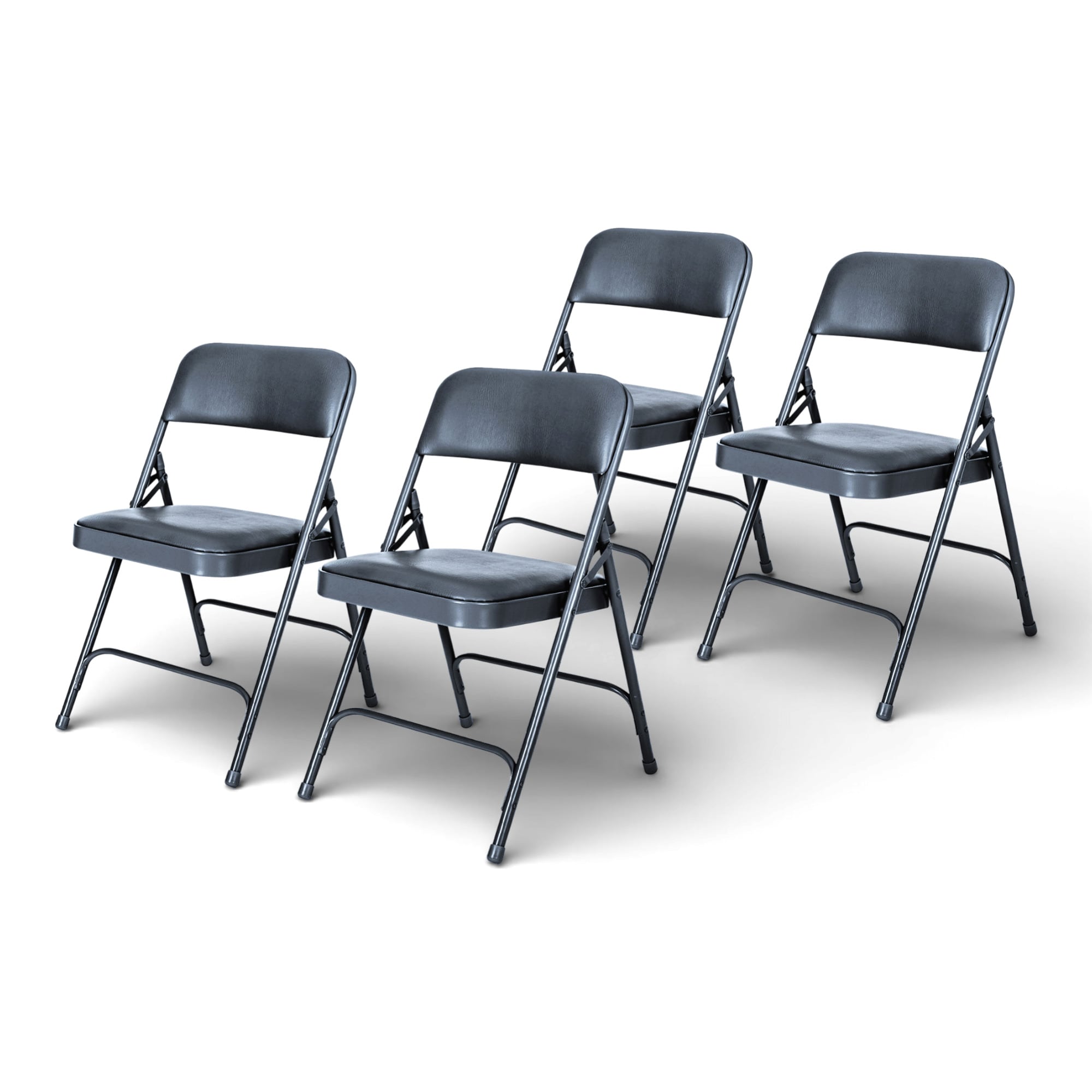 Hampden Furnishings - 4 -Pack Blue Metal Frame Padded Vinyl Seat Indoor Standard Folding Chair 50...