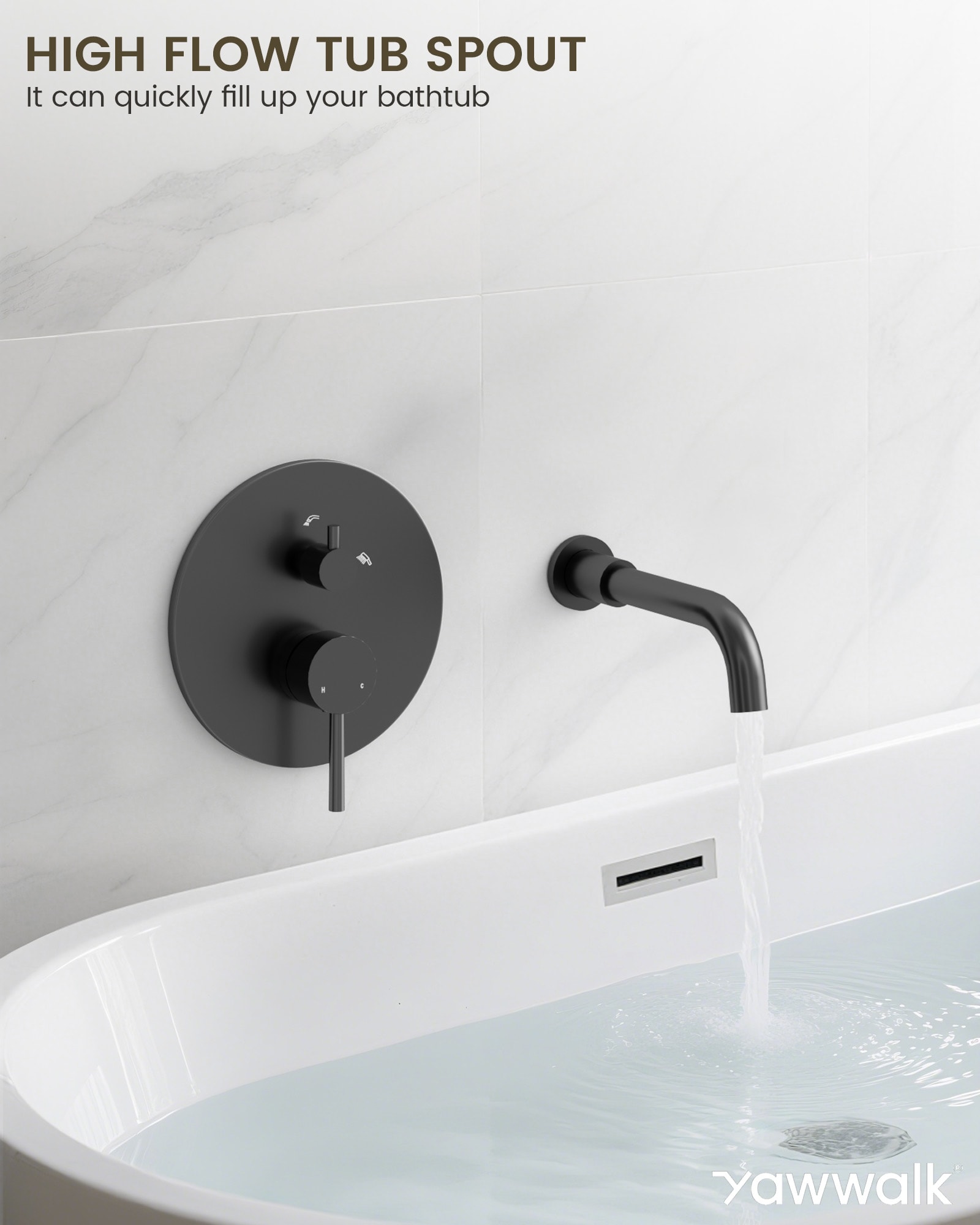 YAWWALK Y11W37-MB-1 Roman-Tub-Faucets - View #4