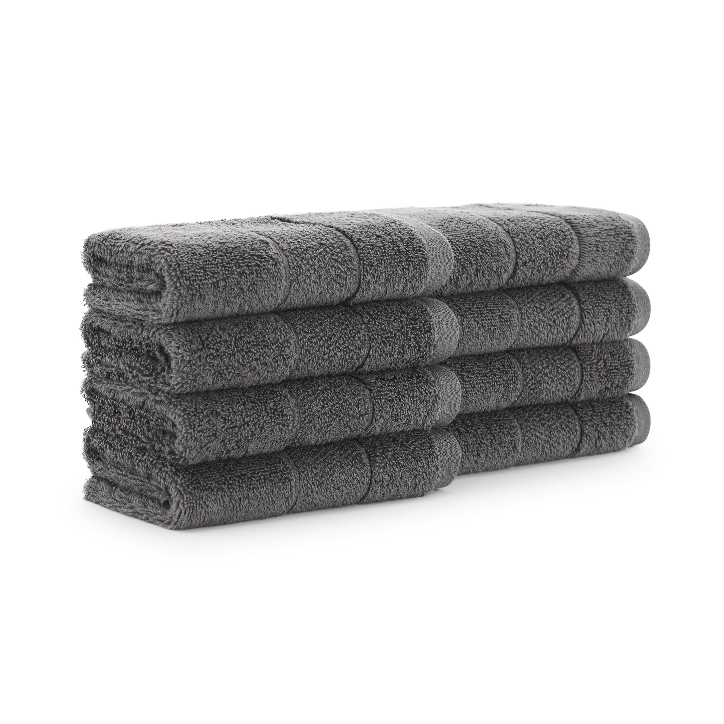 Arkwright Home Aston and Arden Turkish Solid Washcloth 13x13 Pewter - Pack of 8
