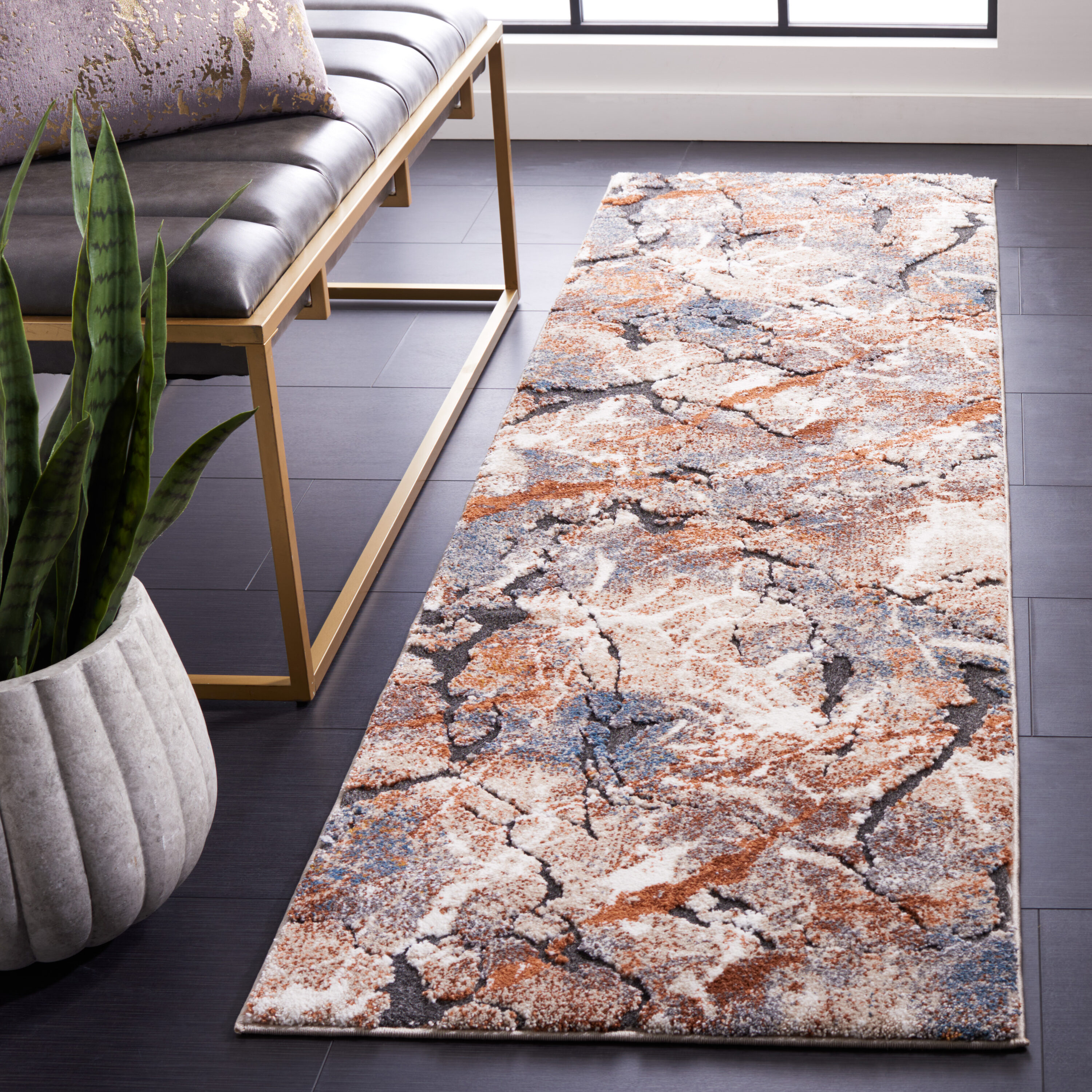 Cyrus Shag 140F Grey Rust 2 x 8 Rectangular Runner rug